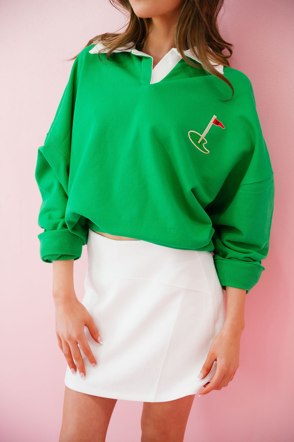 18TH HOLE GREEN CREW NECK PULLOVER Judith March