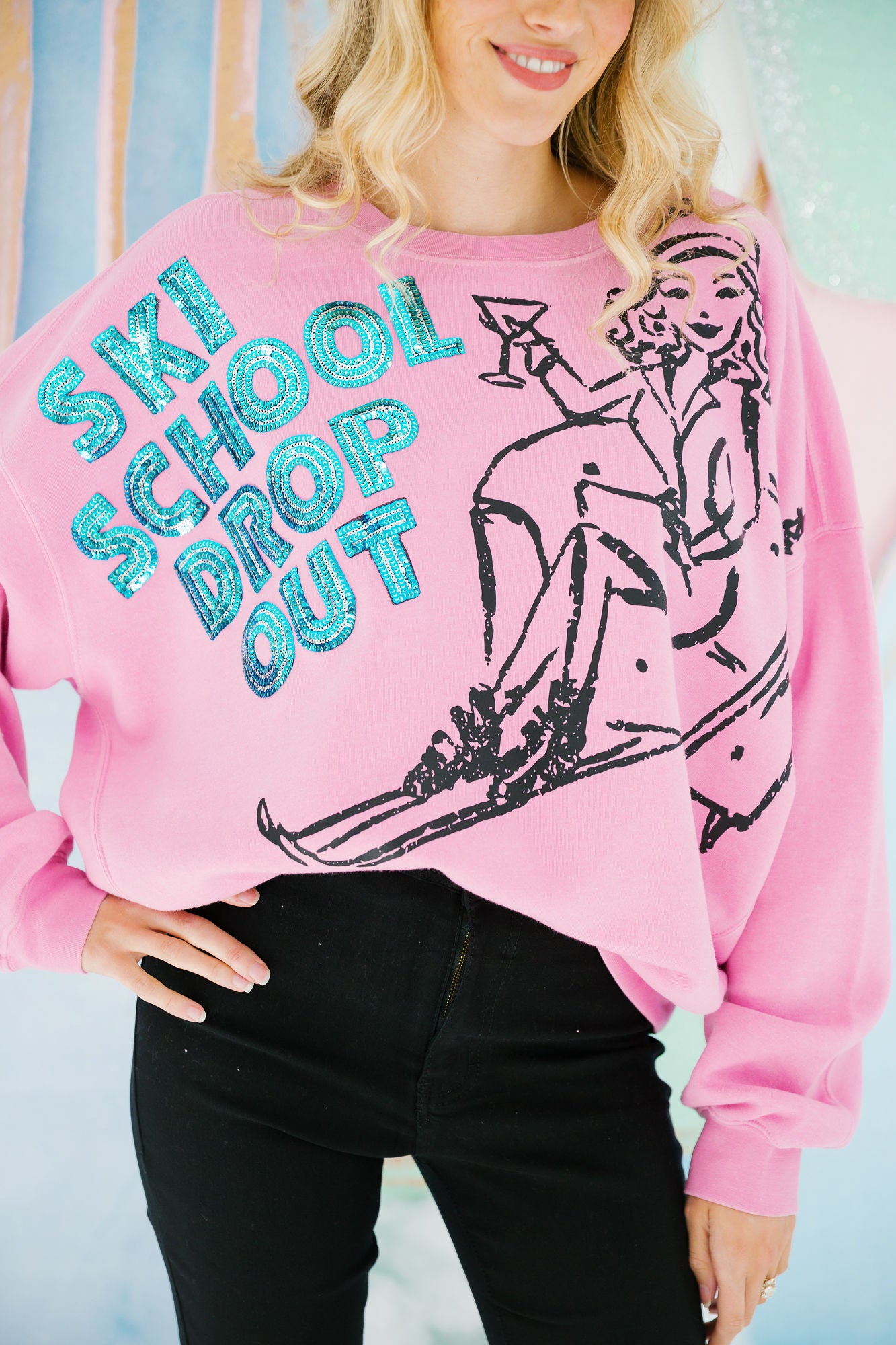 SKI SCHOOL DROP OUT PINK PULLOVER PULLOVER Judith March
