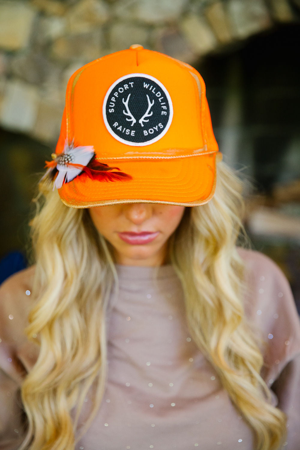 SUPPORT WILDLIFE RAISE BOYS ORANGE TRUCKER HAT TRUCKER HAT Judith March