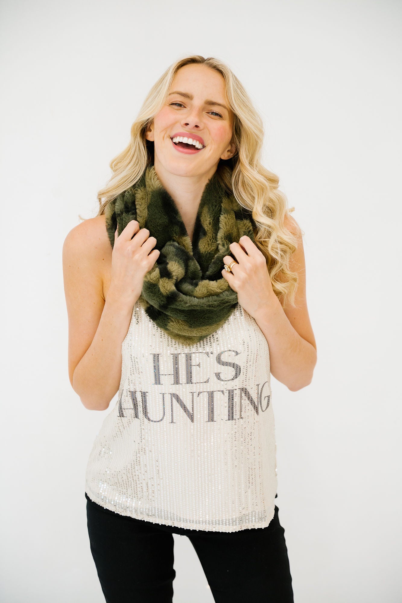 HE'S HUNTING SEQUIN TANK TANK Judith March