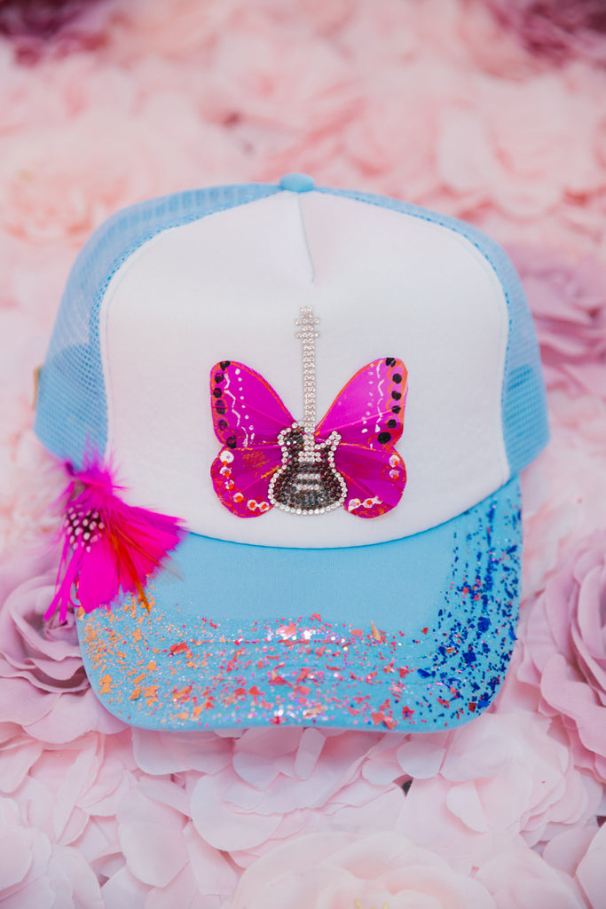 BUTTERFLY GUITAR TRUCKER HAT HAT Judith March   