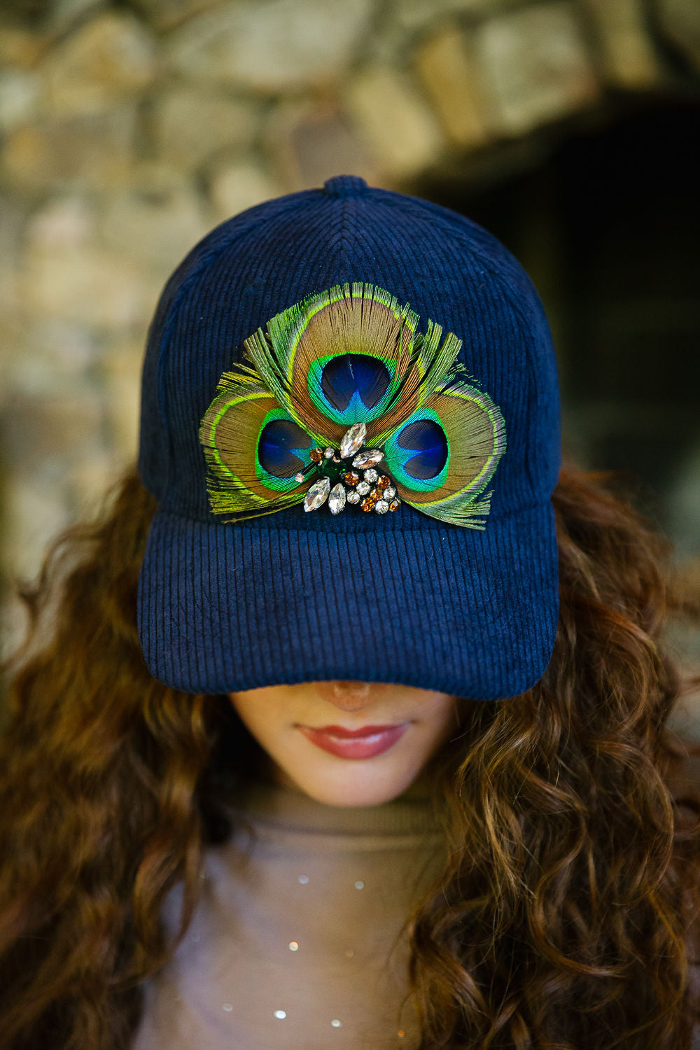 PEACOCK FLAIR CORDUROY HAT TRUCKER HAT Judith March