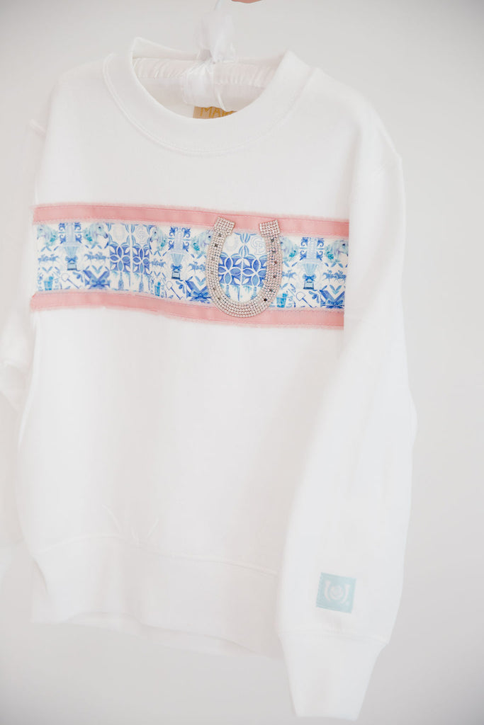 MINI KIDS THRILL OF THE RACE WHITE PULLOVER PULLOVER Judith March