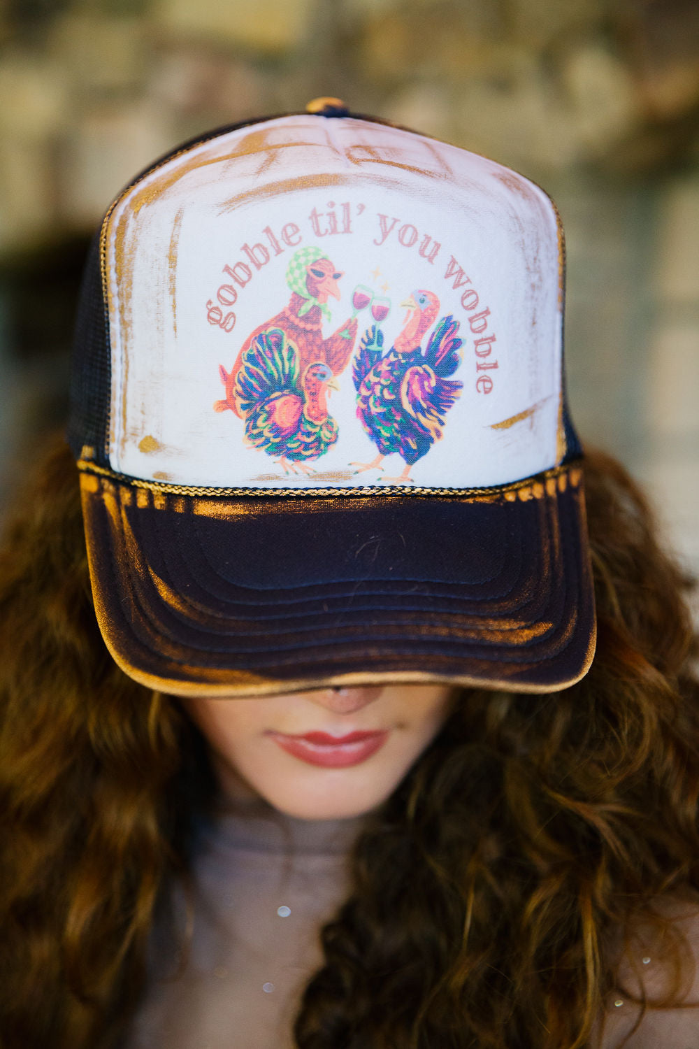 GOBBLE TIL' YOU WOBBLE TRUCKER HAT TRUCKER HAT Judith March