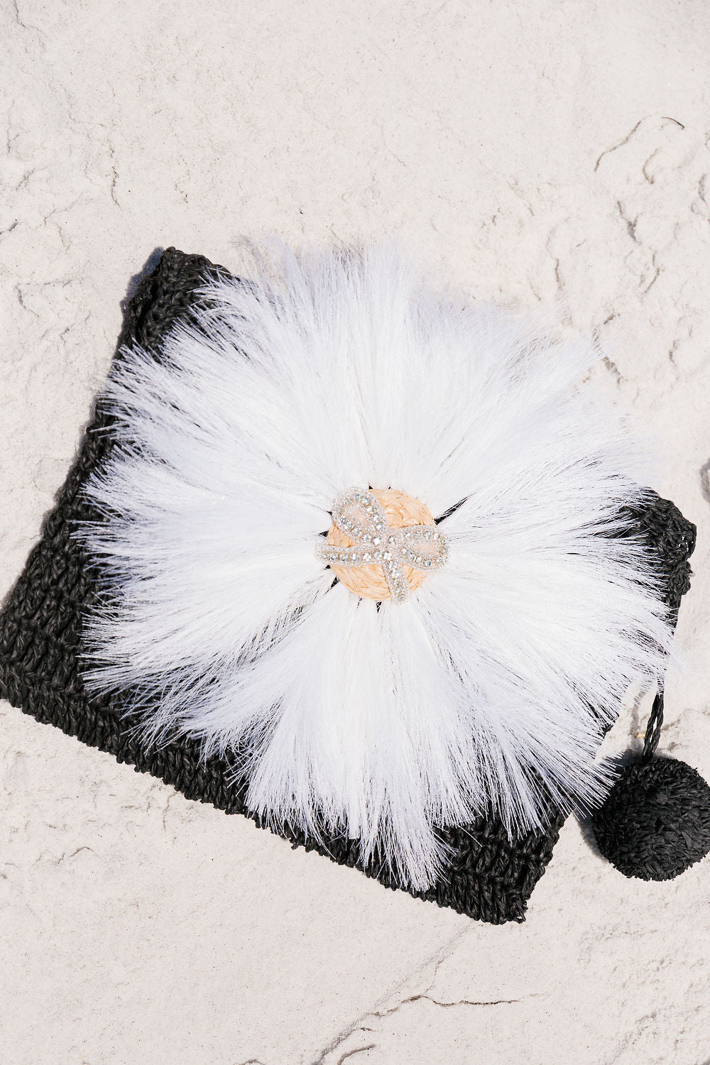 SILVER BOW FLORAL BLACK CLUTCH Clutch Judith March   