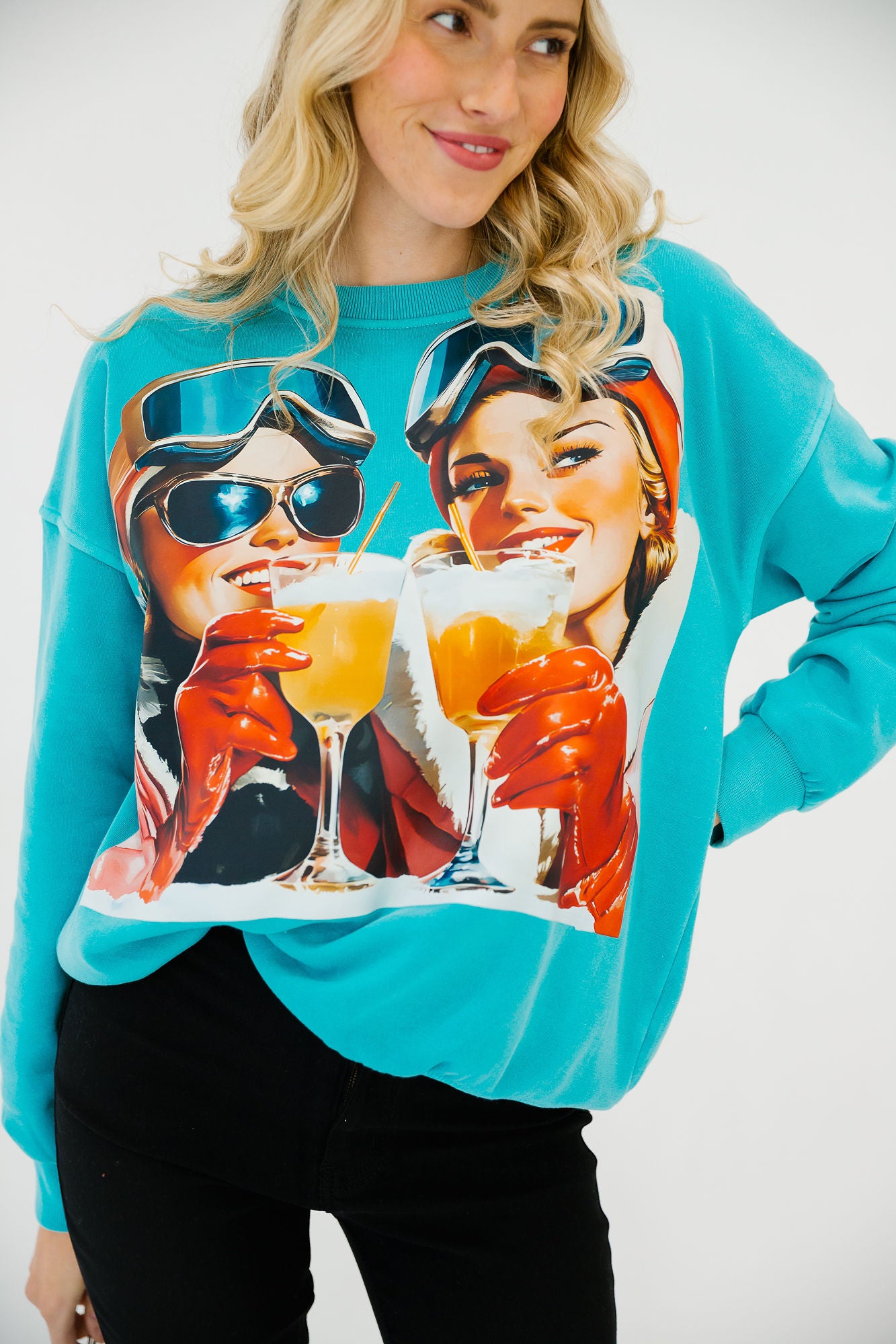 SLOPESIDE SPRITZ TEAL PULLOVER PULLOVER Judith March