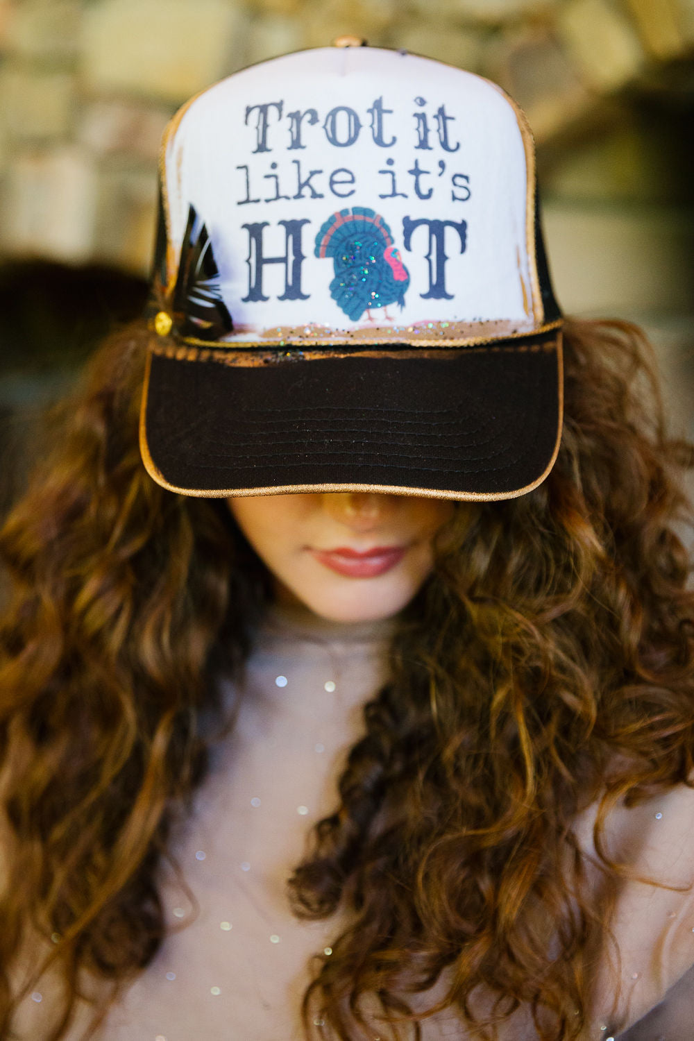 TROT IT LIKE IT'S HOT BLACK TRUCKER HAT TRUCKER HAT Judith March