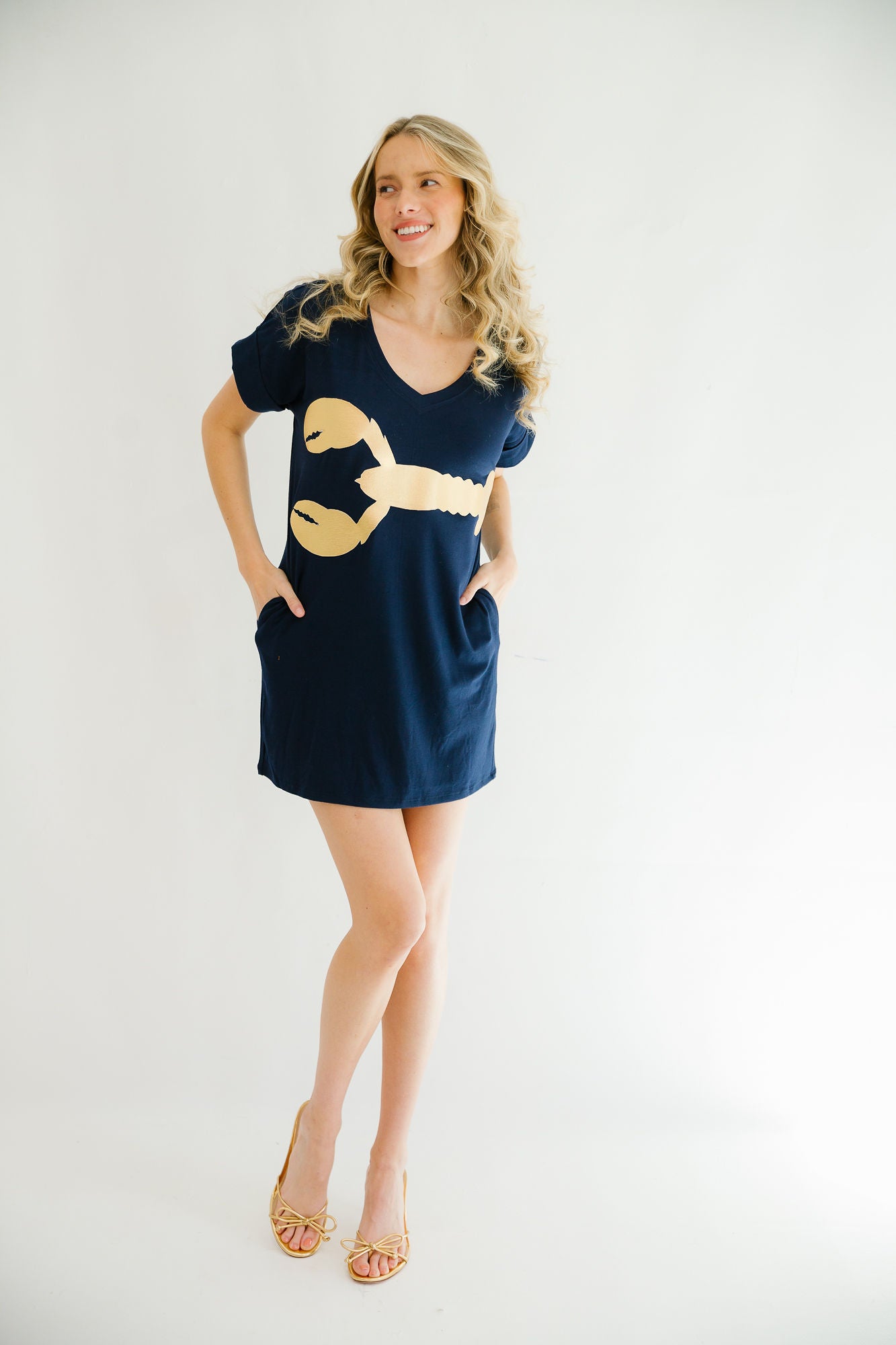 LOBSTER NAVY T-SHIRT DRESS WITH POCKETS DRESS Judith March