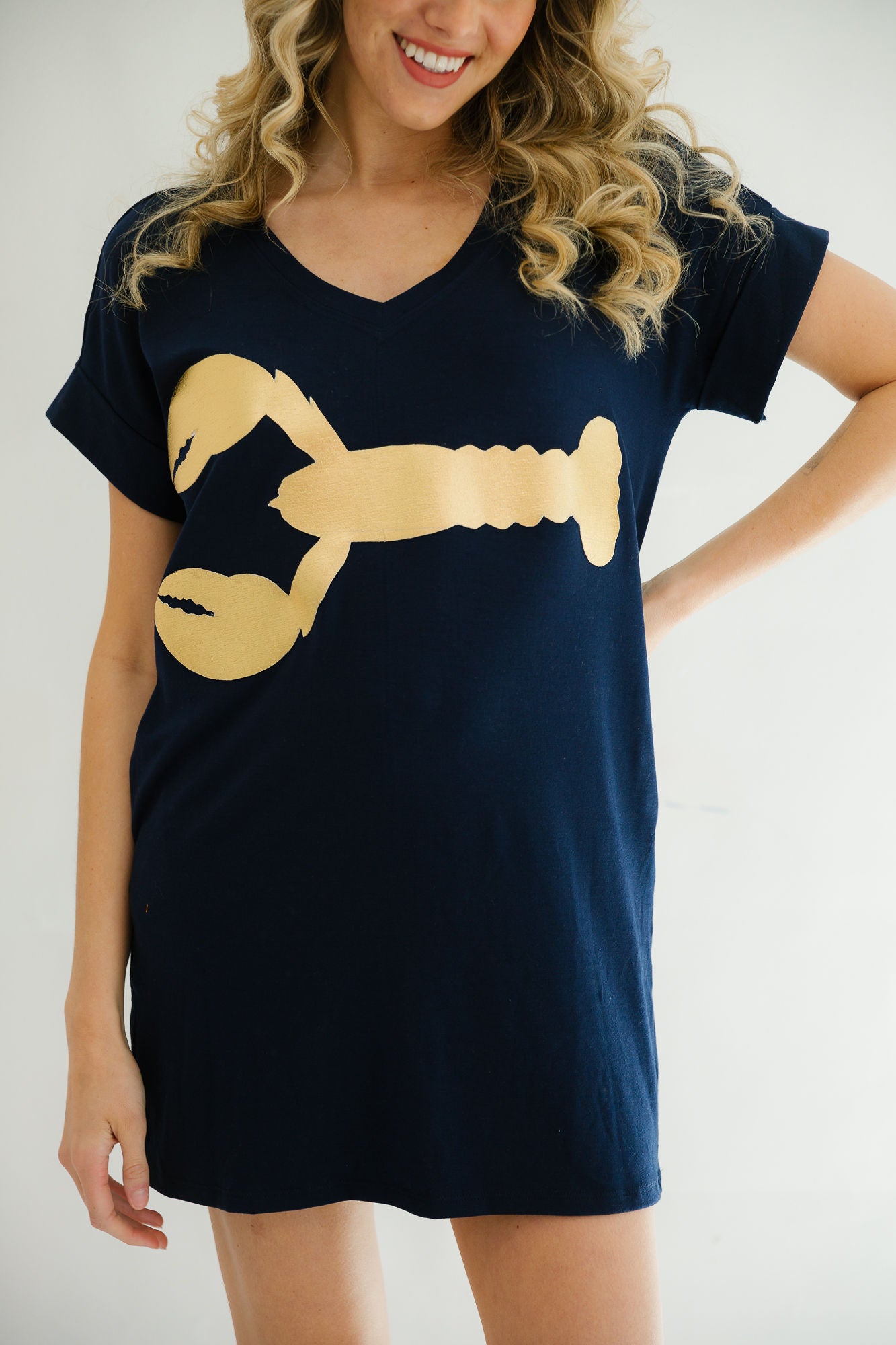 LOBSTER NAVY T-SHIRT DRESS WITH POCKETS DRESS Judith March
