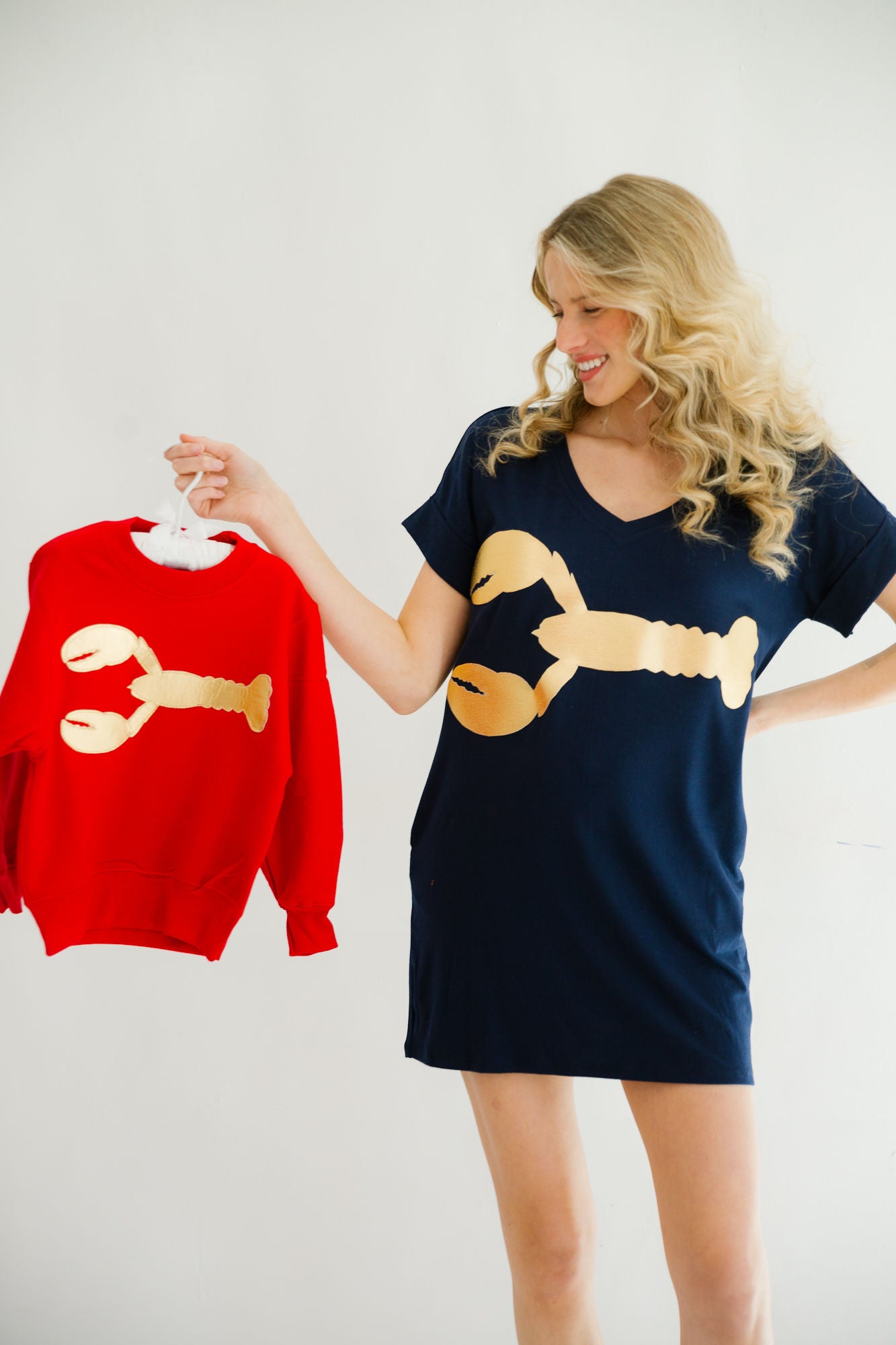 LOBSTER NAVY T-SHIRT DRESS WITH POCKETS DRESS Judith March