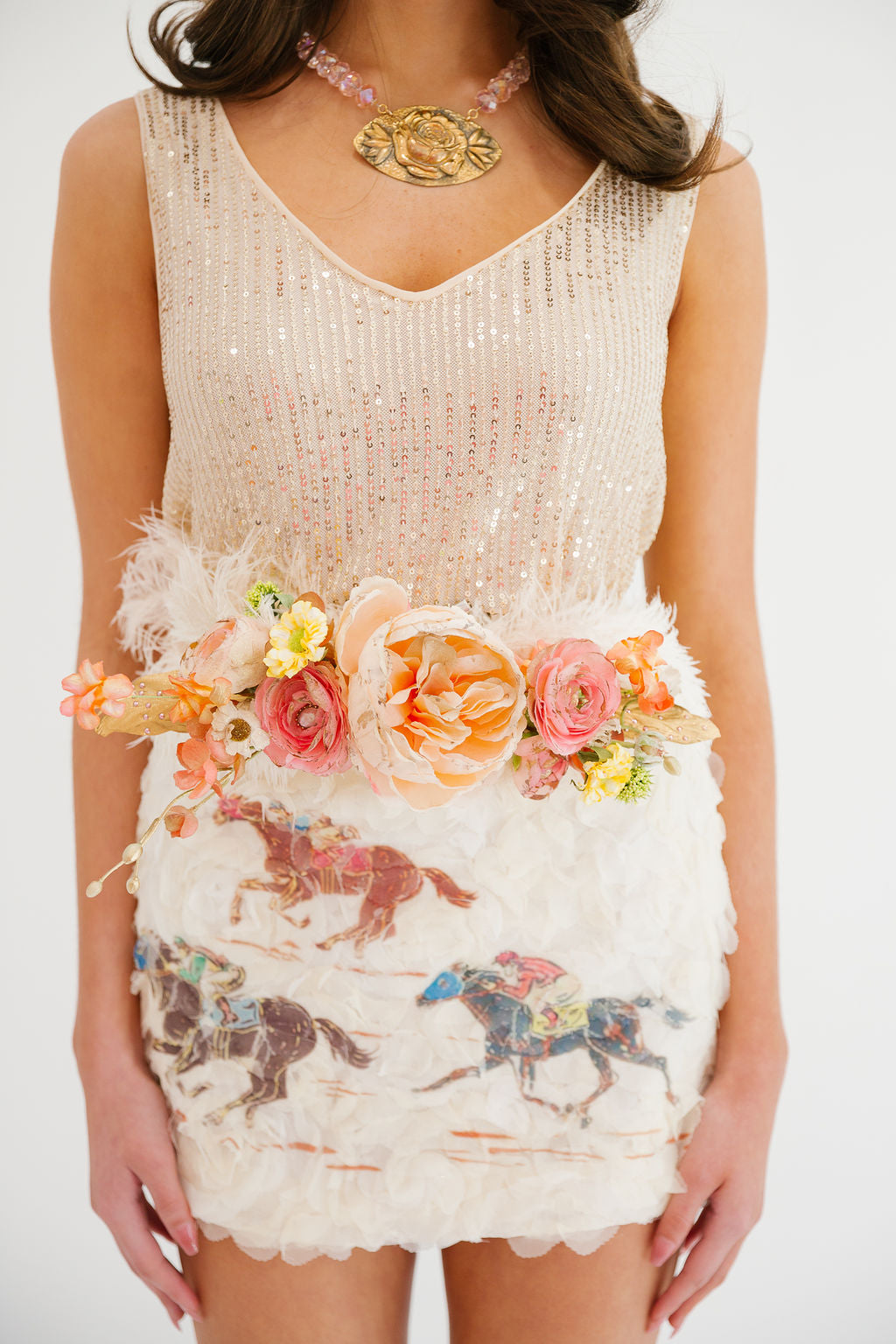 VICTORY LAP FLORAL CREAM SKIRT SKIRT Judith March