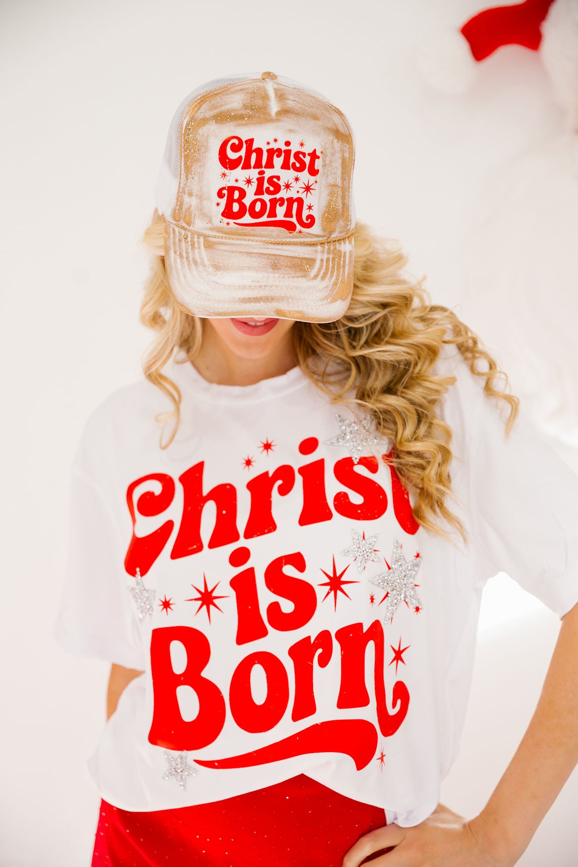CHRIST IS BORN TRUCKER HAT TRUCKER HAT Judith March