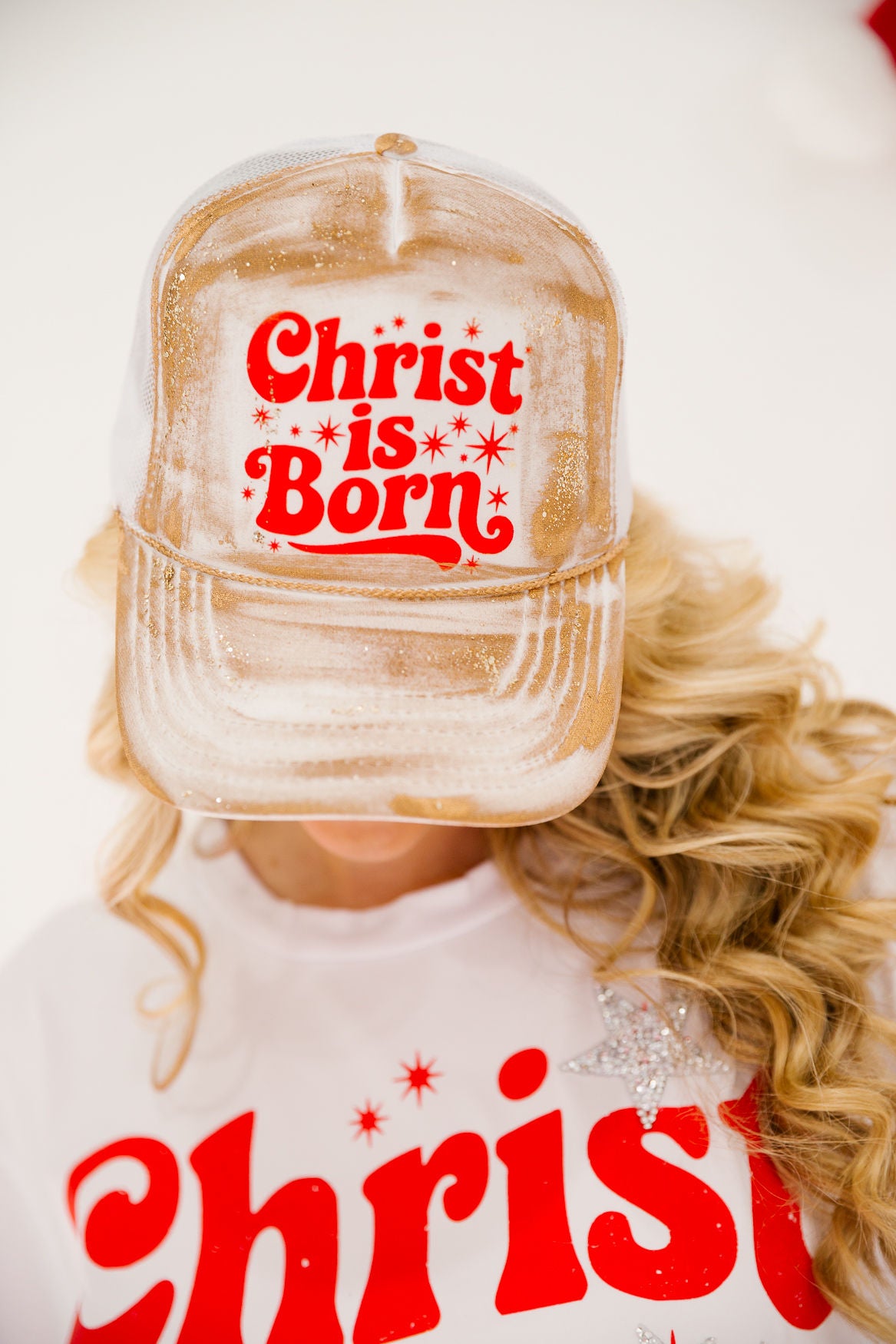CHRIST IS BORN TRUCKER HAT TRUCKER HAT Judith March