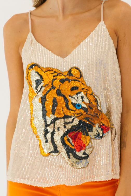 IN THE JUNGLE GOLD SEQUIN TANK TOP Judith March