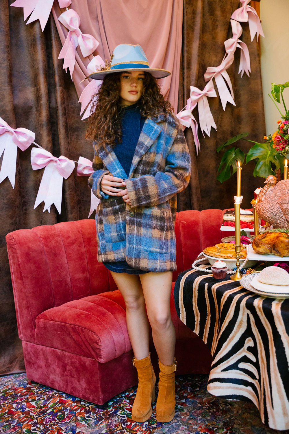 LUXE BUCK PLAID COAT JACKET Judith March