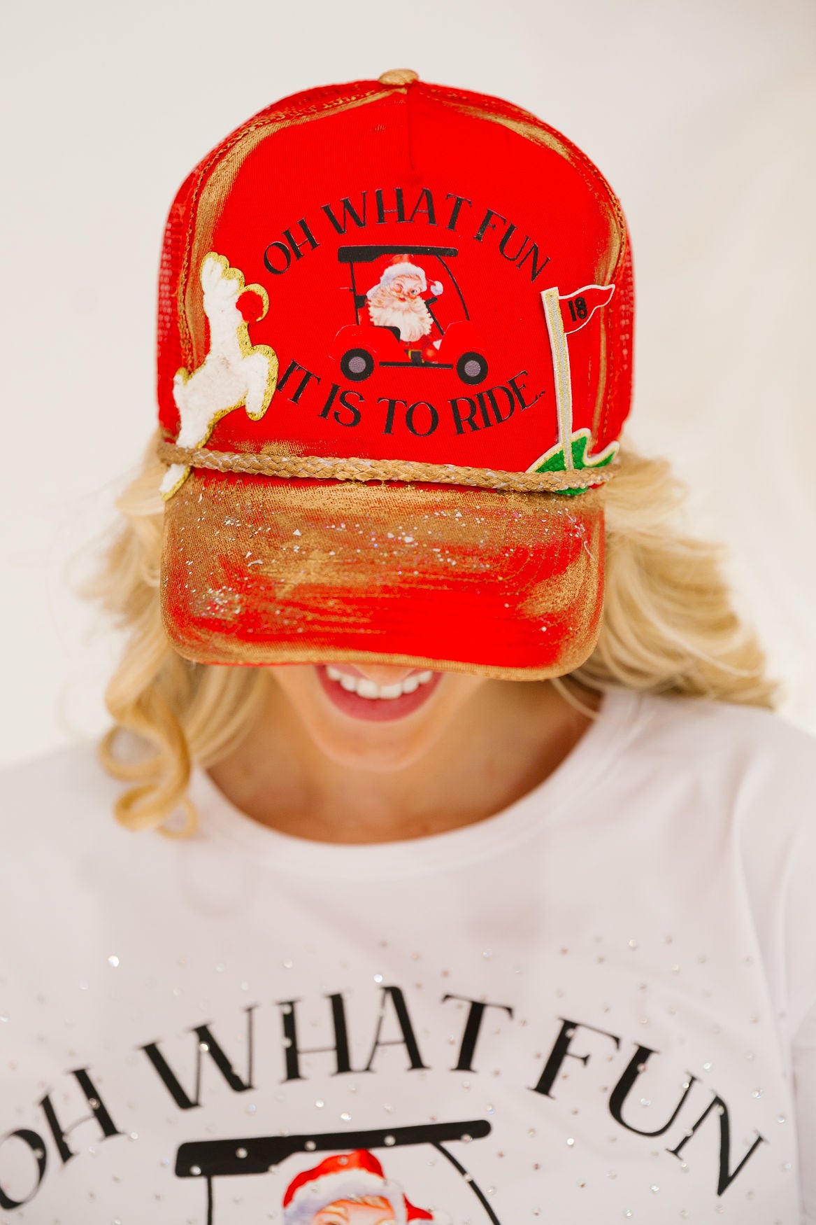 OH WHAT FUN RED TRUCKER HAT TRUCKER HAT Judith March