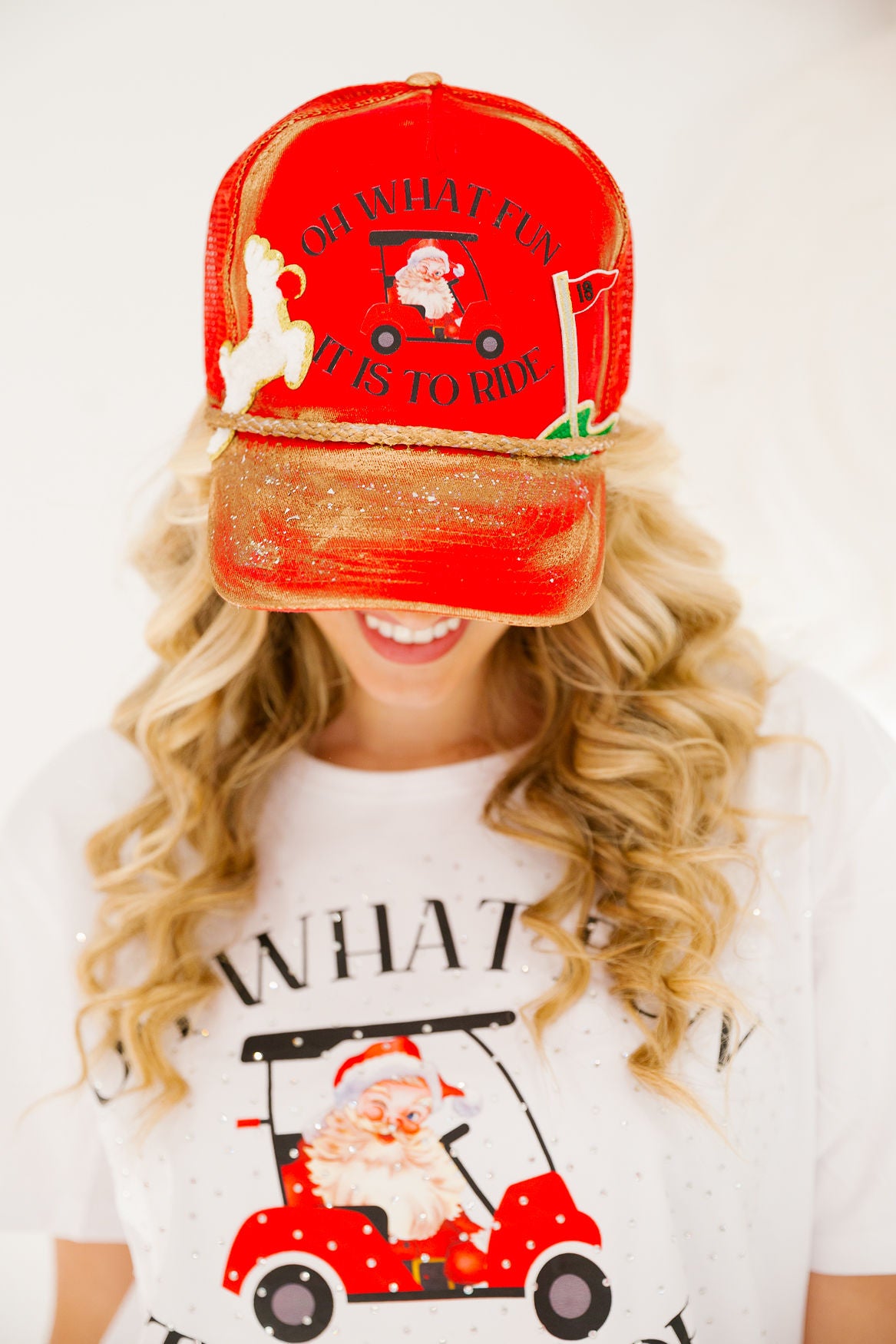 OH WHAT FUN RED TRUCKER HAT TRUCKER HAT Judith March