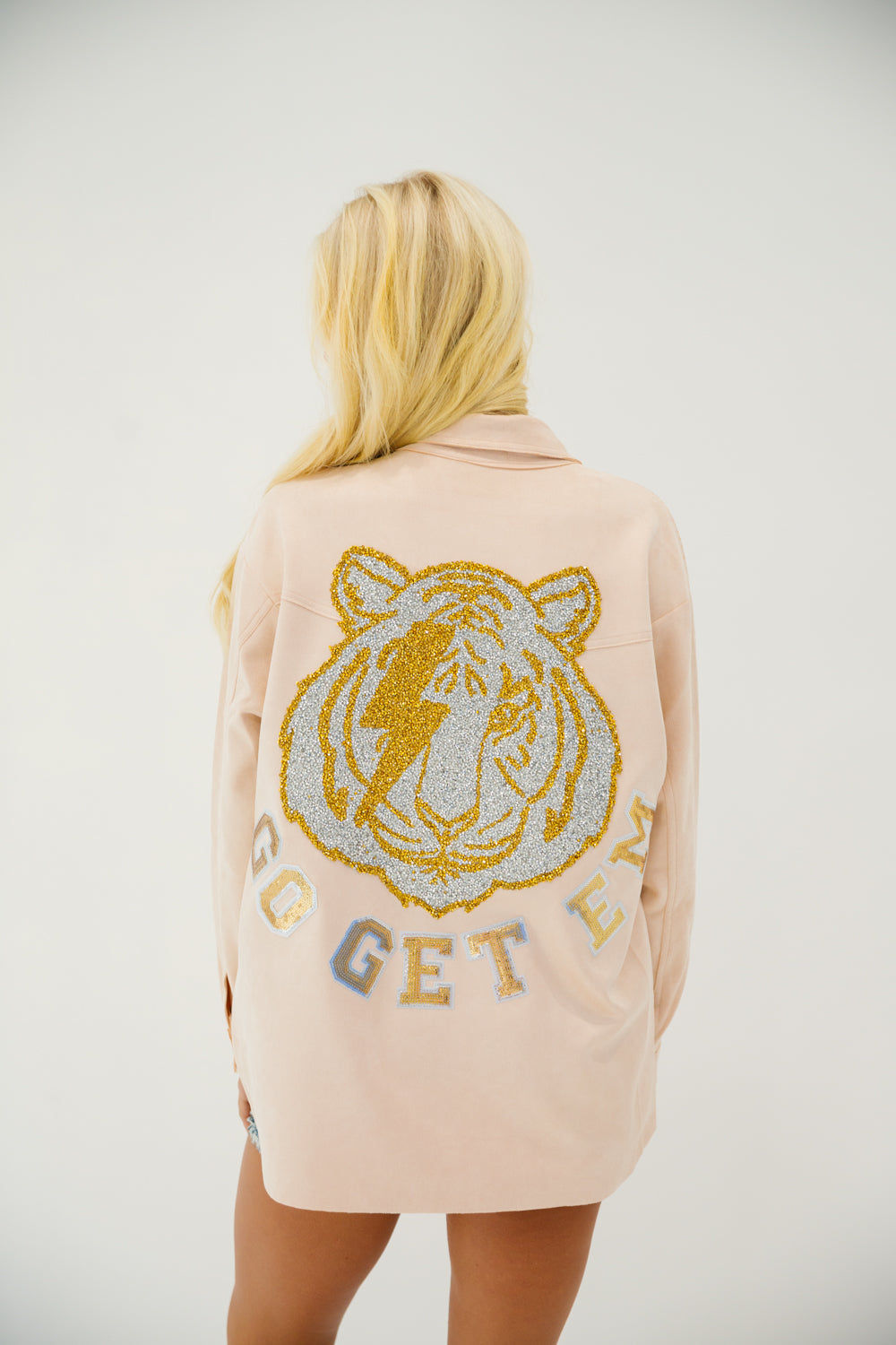 GO GET EM TIGER SUEDE JACKET gameday23 Judith March SMALL  
