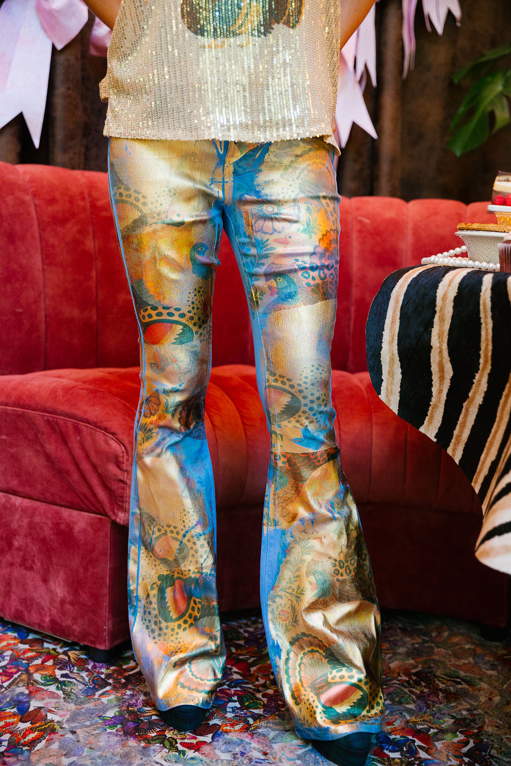 TIPSY TURKEY BLUE FLARE PANTS FLARES Judith March