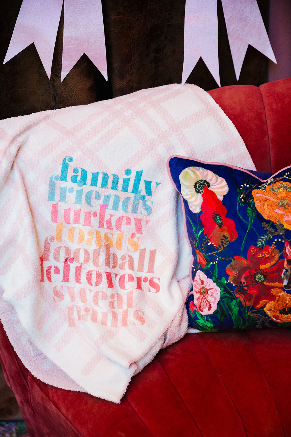THANKSGIVING ESSENTIALS PINK BLANKET Blankets Judith March