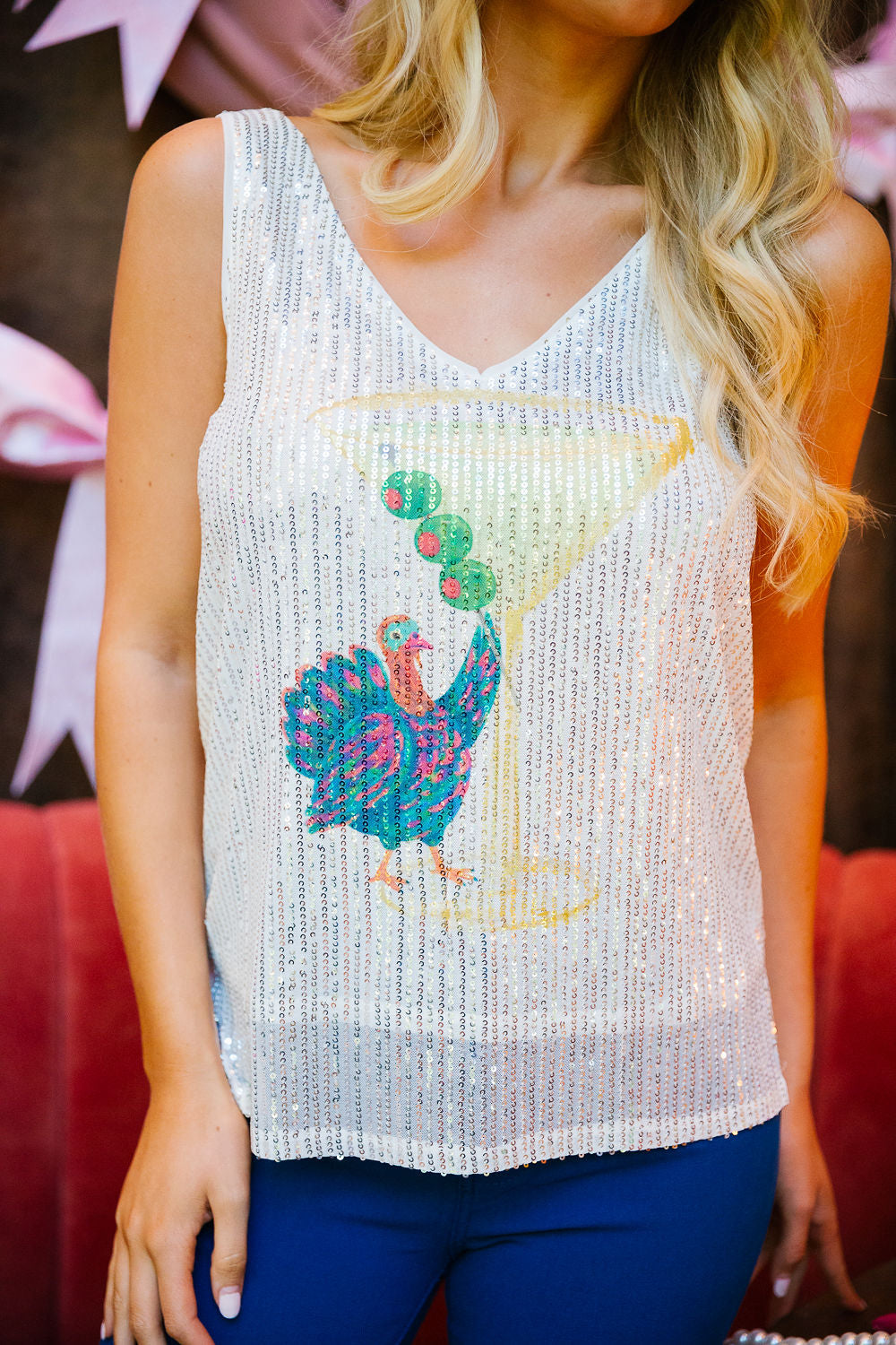 FIZZ THE SEASON SILVER SEQUIN TANK TANK Judith March