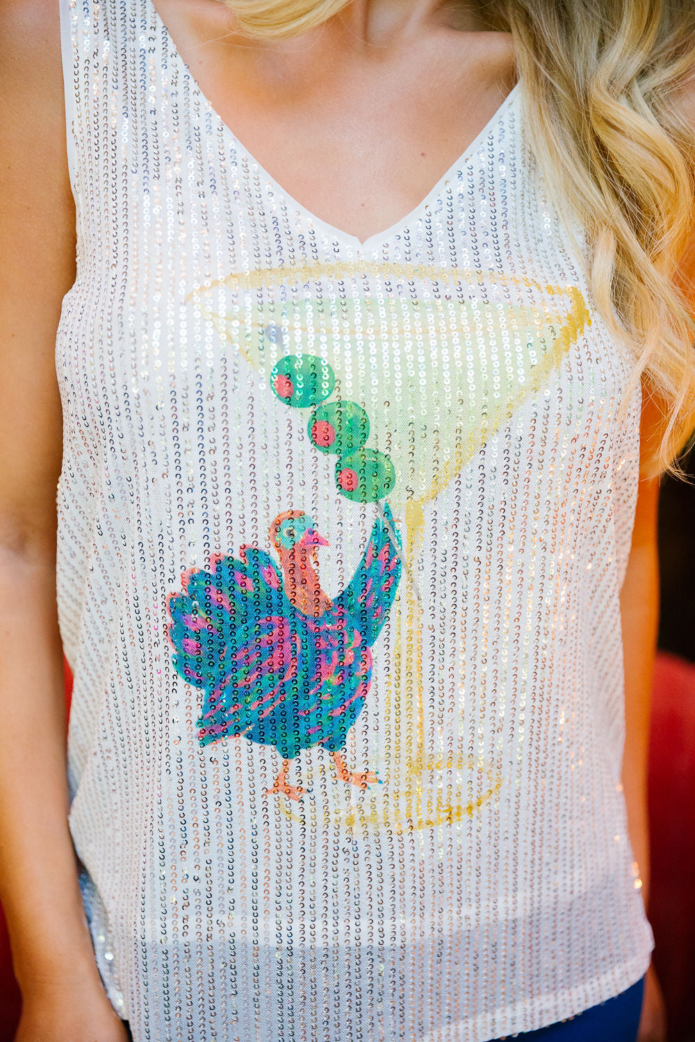 FIZZ THE SEASON SILVER SEQUIN TANK TANK Judith March