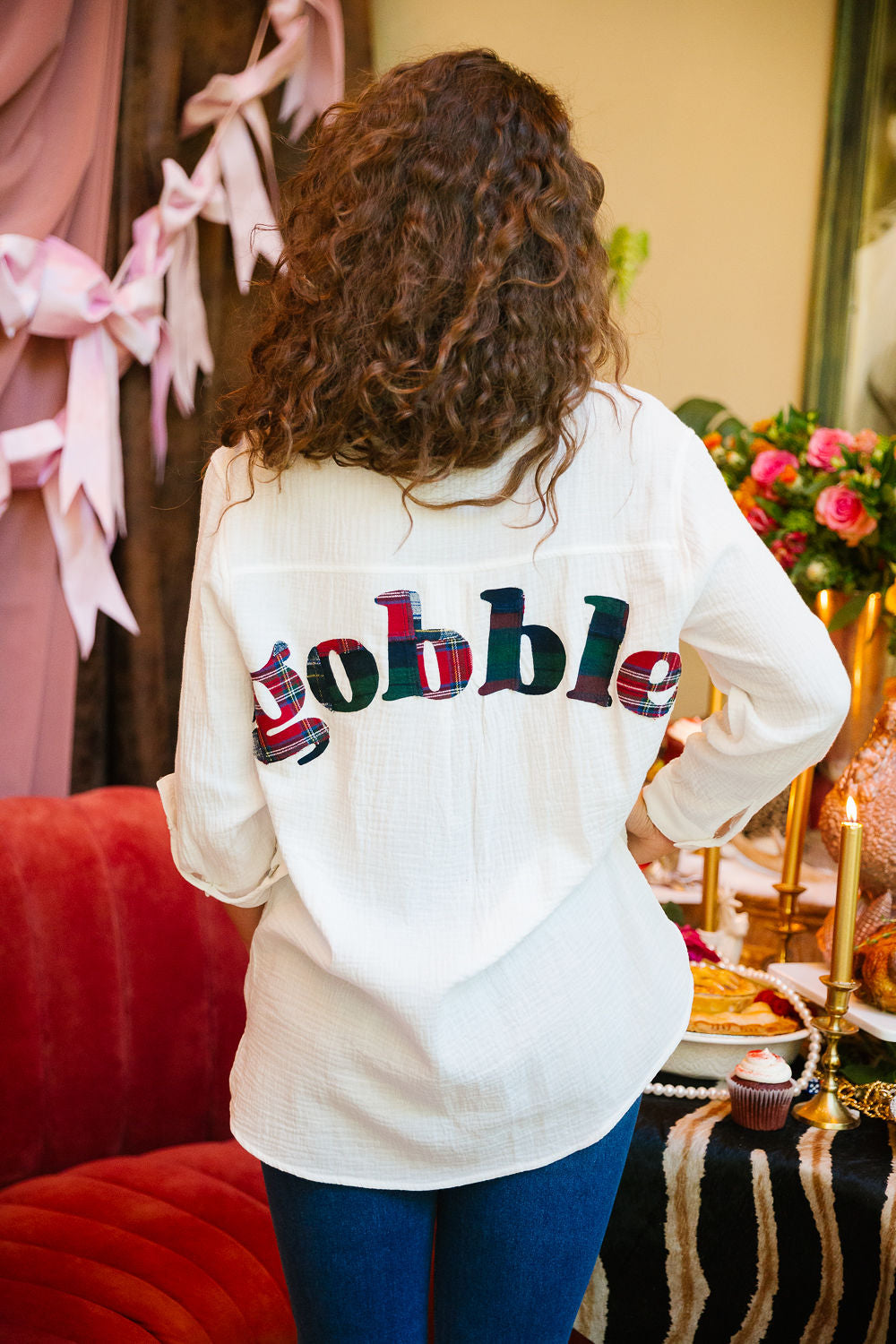 GOBBLE WHITE BUTTON DOWN TOP Judith March