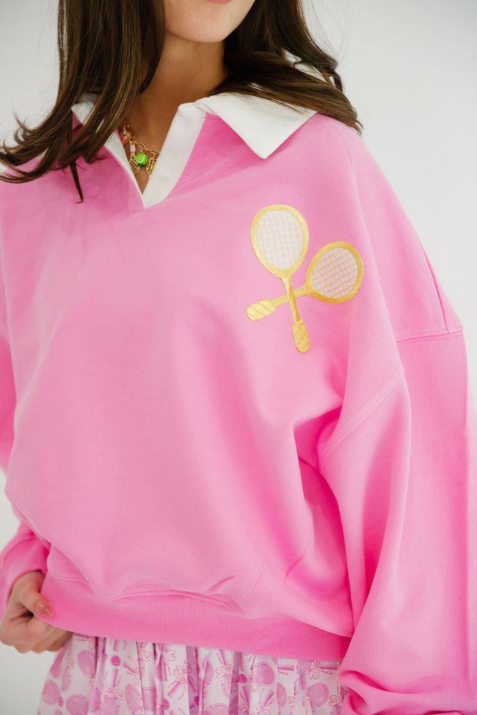 TENNIS PINK CREW NECK PULLOVER Judith March