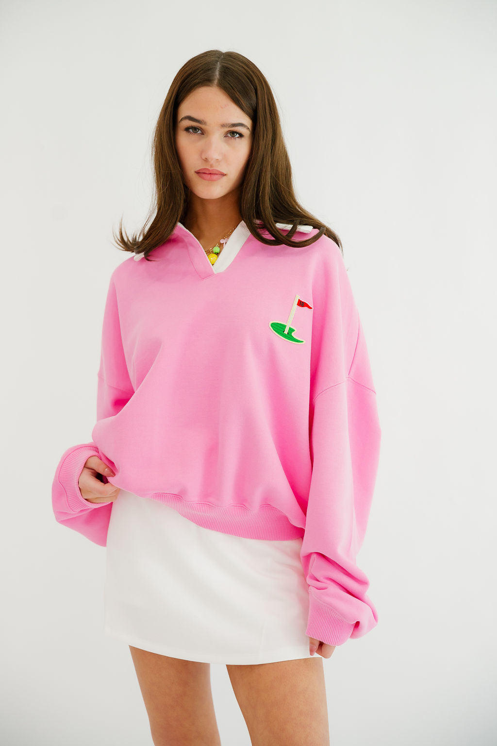 18TH HOLE PINK CREW NECK PULLOVER Judith March