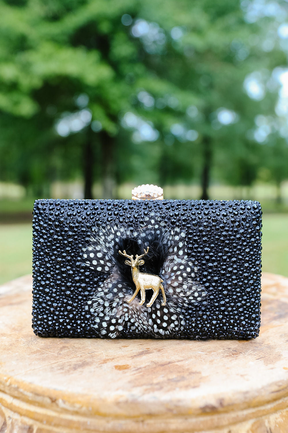 STAG LUXE BLACK CLUTCH PURSE Judith March