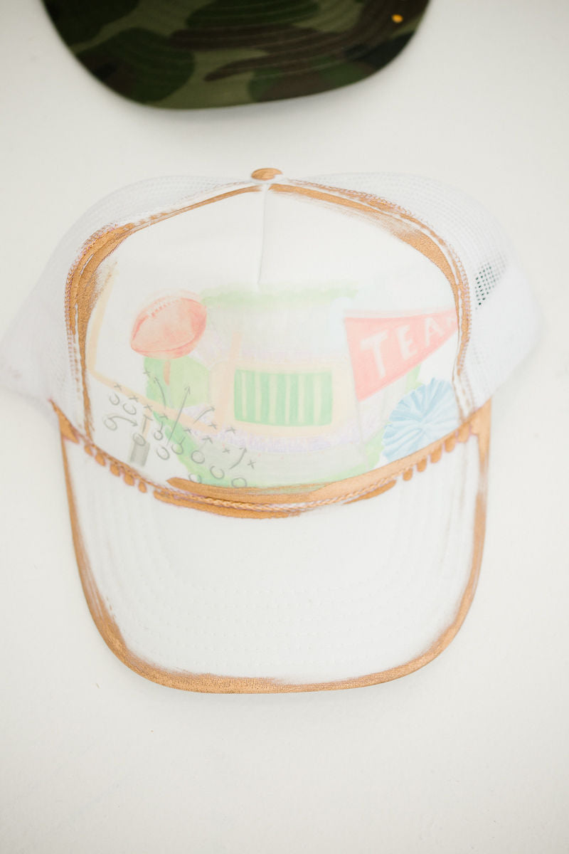 *STADIUM WATERCOLOR WHITE TRUCKER HAT HAT Judith March