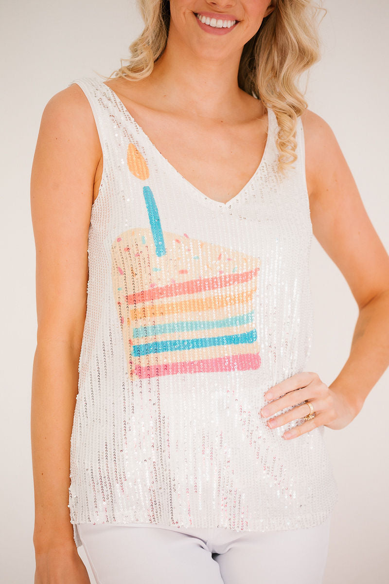 *BIRTHDAY CAKE SEQUIN TANK - SMALL HAT Judith March