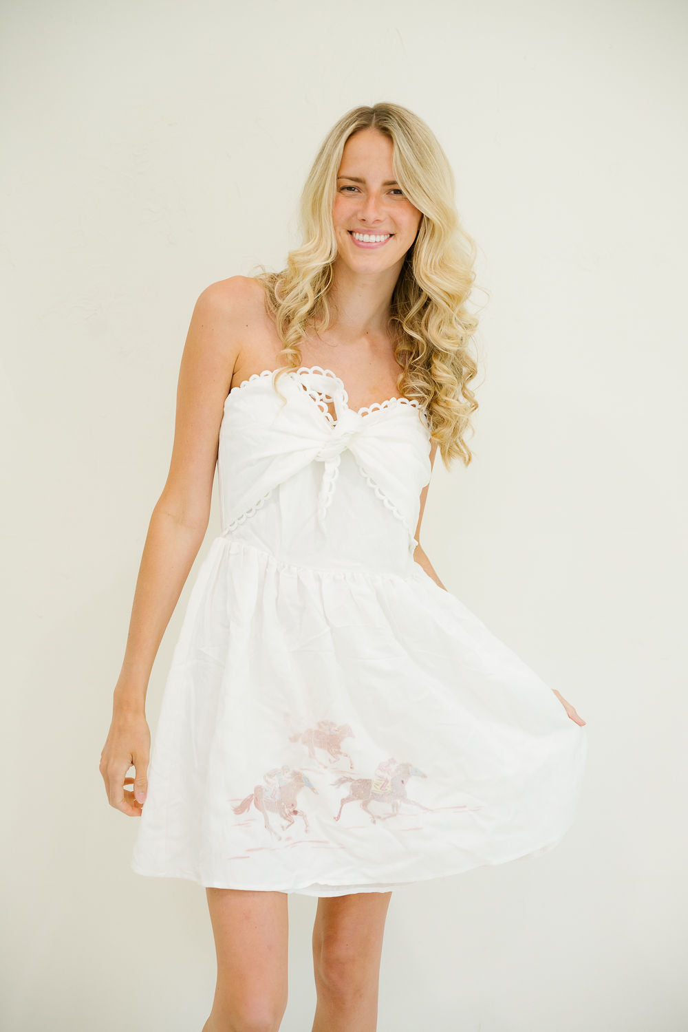 *RACE HORSE WHITE STRAPLESS DRESS - MEDIUM DRESS Judith March