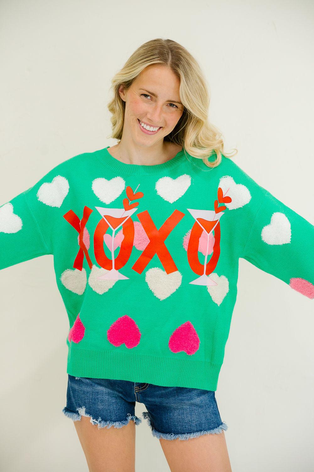 *XOXO GREEN HEART SWEATER - XS/S DRESS Judith March