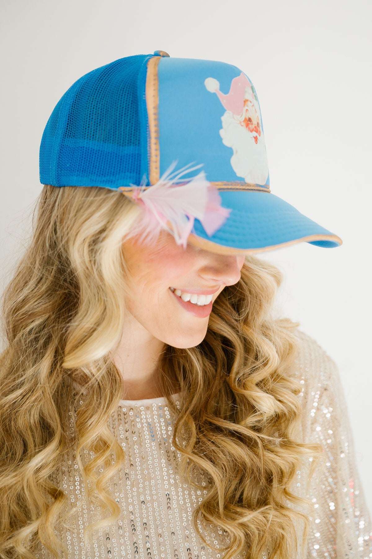 JOLLY SANTA BLUE TRUCKER HAT TRUCKER HAT Judith March