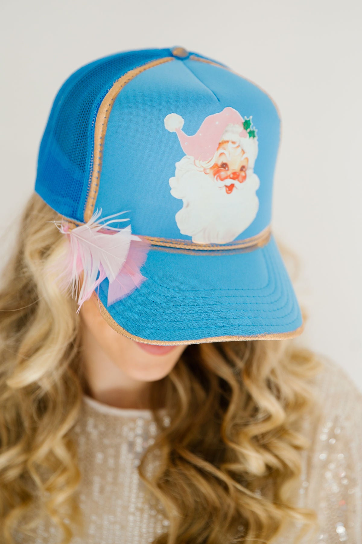JOLLY SANTA BLUE TRUCKER HAT TRUCKER HAT Judith March