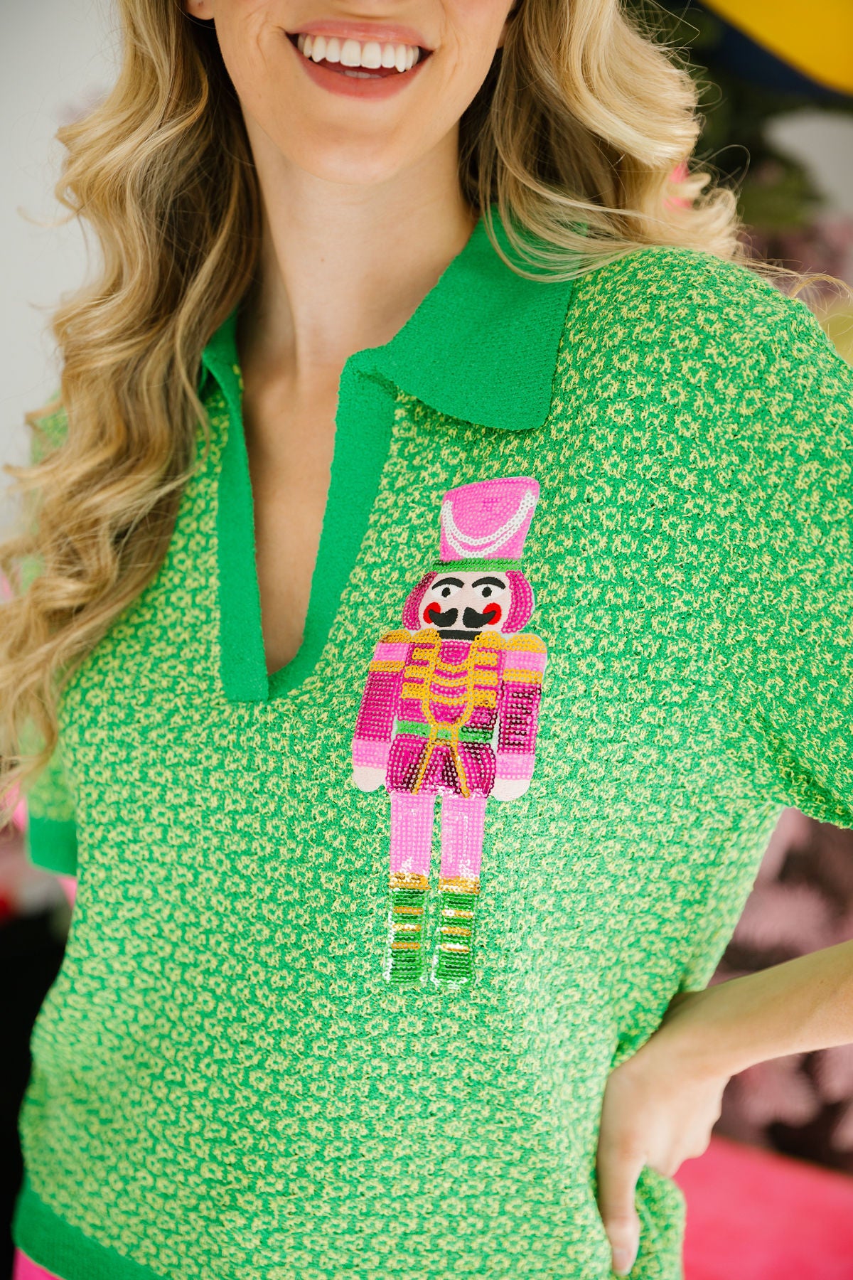 NUTCRACKER GREEN SWEATER TOP TOP Judith March