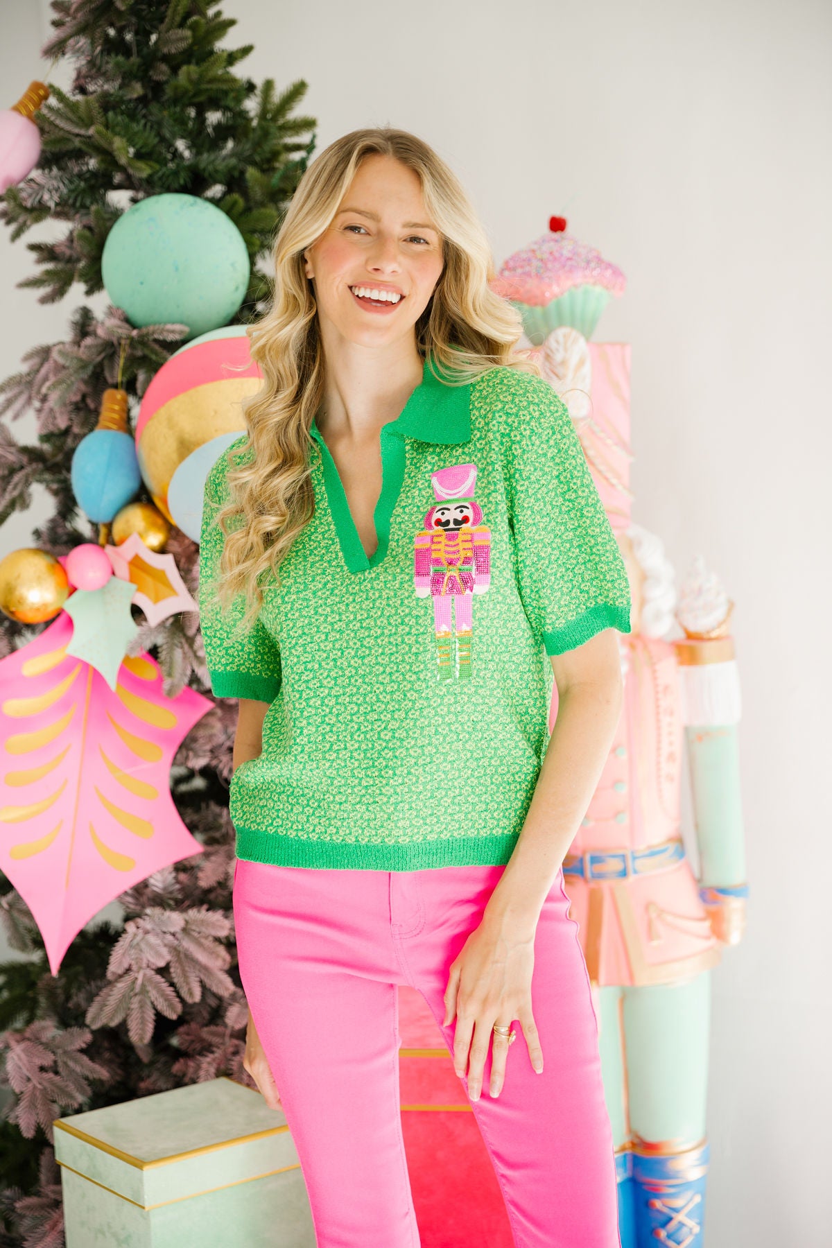 NUTCRACKER GREEN SWEATER TOP TOP Judith March