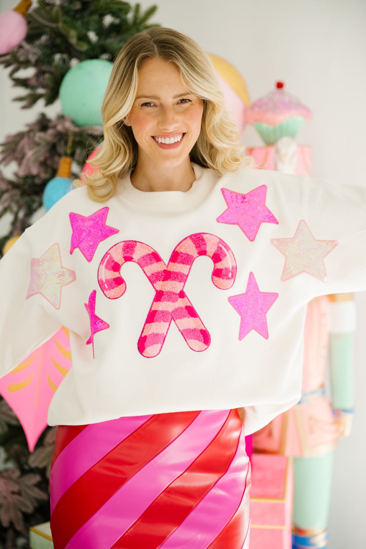 CANDY CANE STAR PULLOVER PULLOVER Judith March