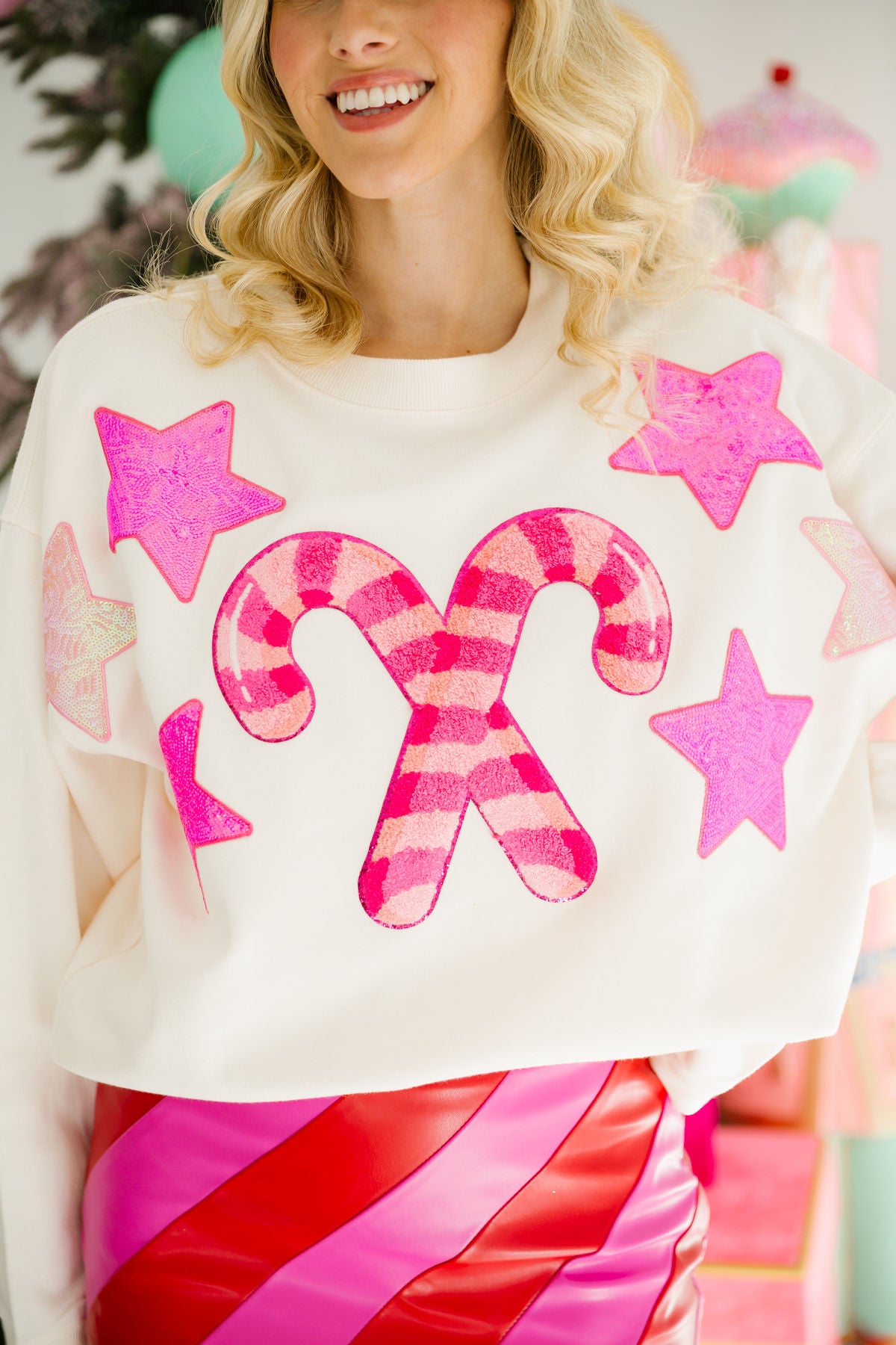 CANDY CANE STAR PULLOVER PULLOVER Judith March