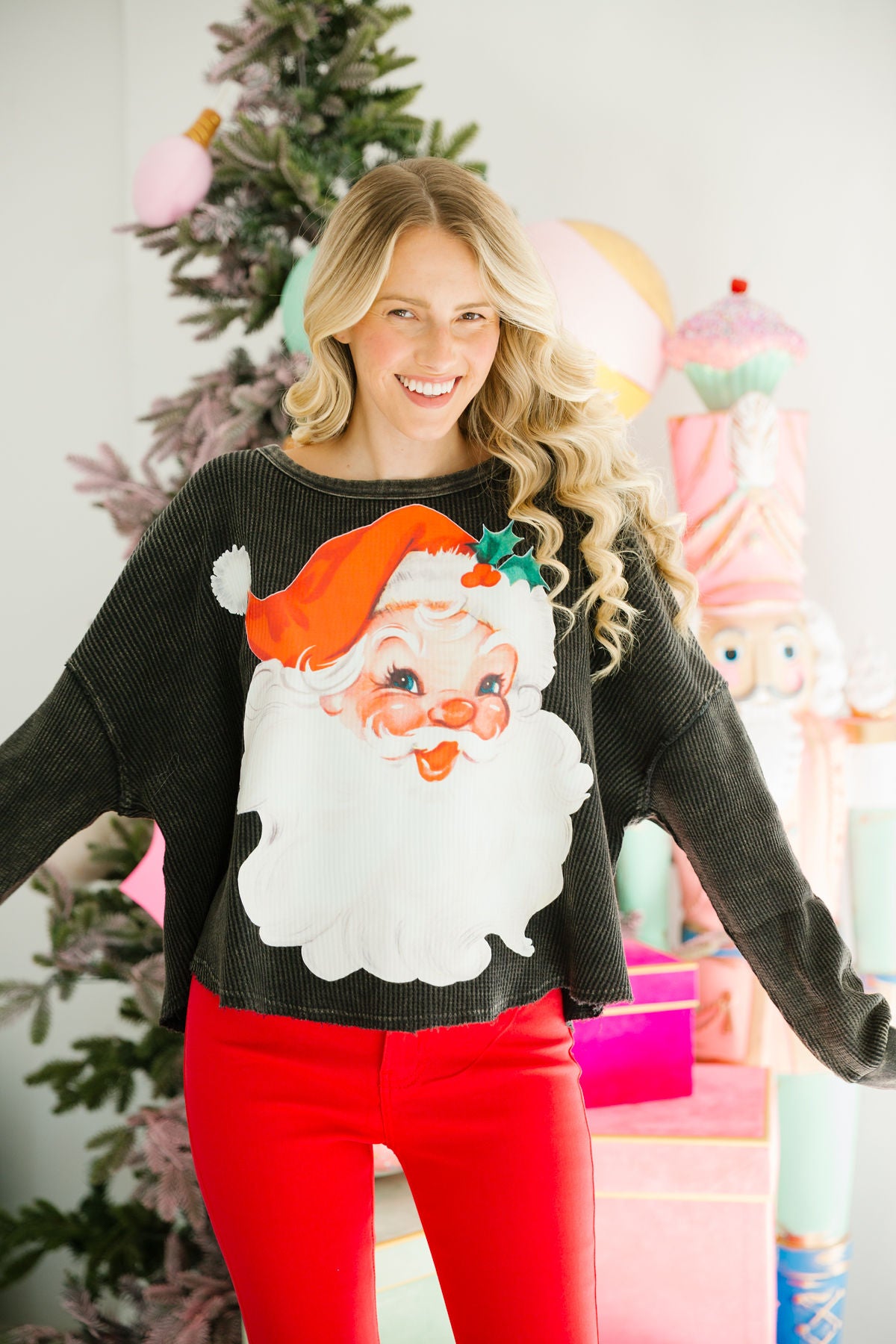 JOLLY SANTA WAFFLE SWEATER SWEATER Judith March