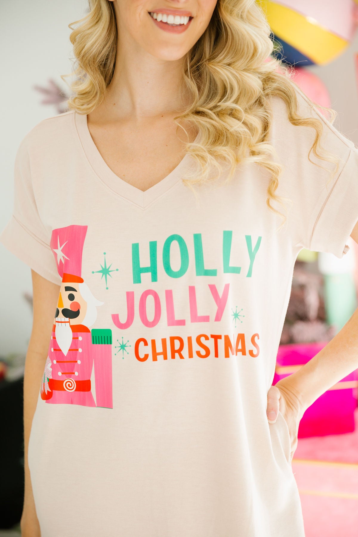 HOLLY JOLLY CHRISTMAS T-SHIRT DRESS DRESS Judith March