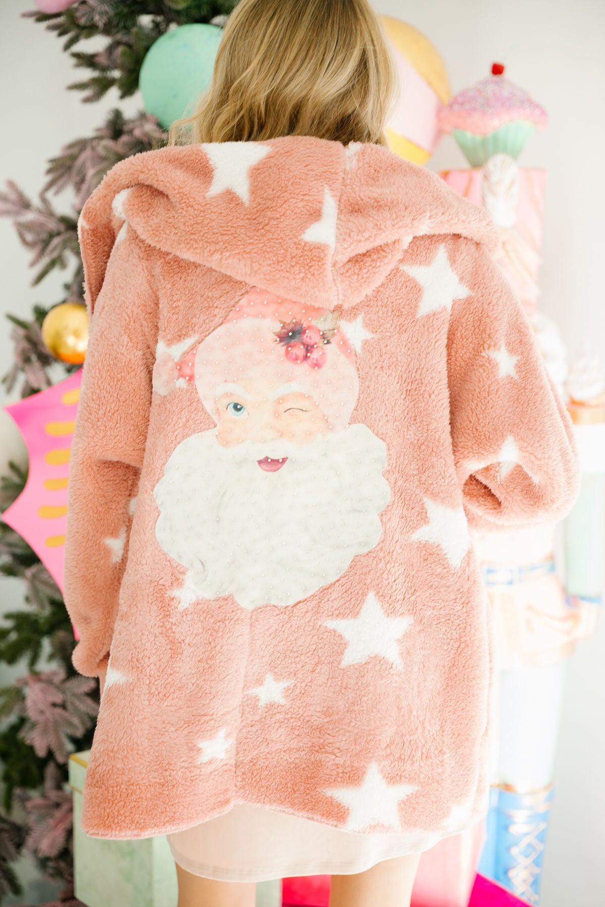 SANTA'S FAVORITE PINK STAR CARDIGAN cardigan Judith March