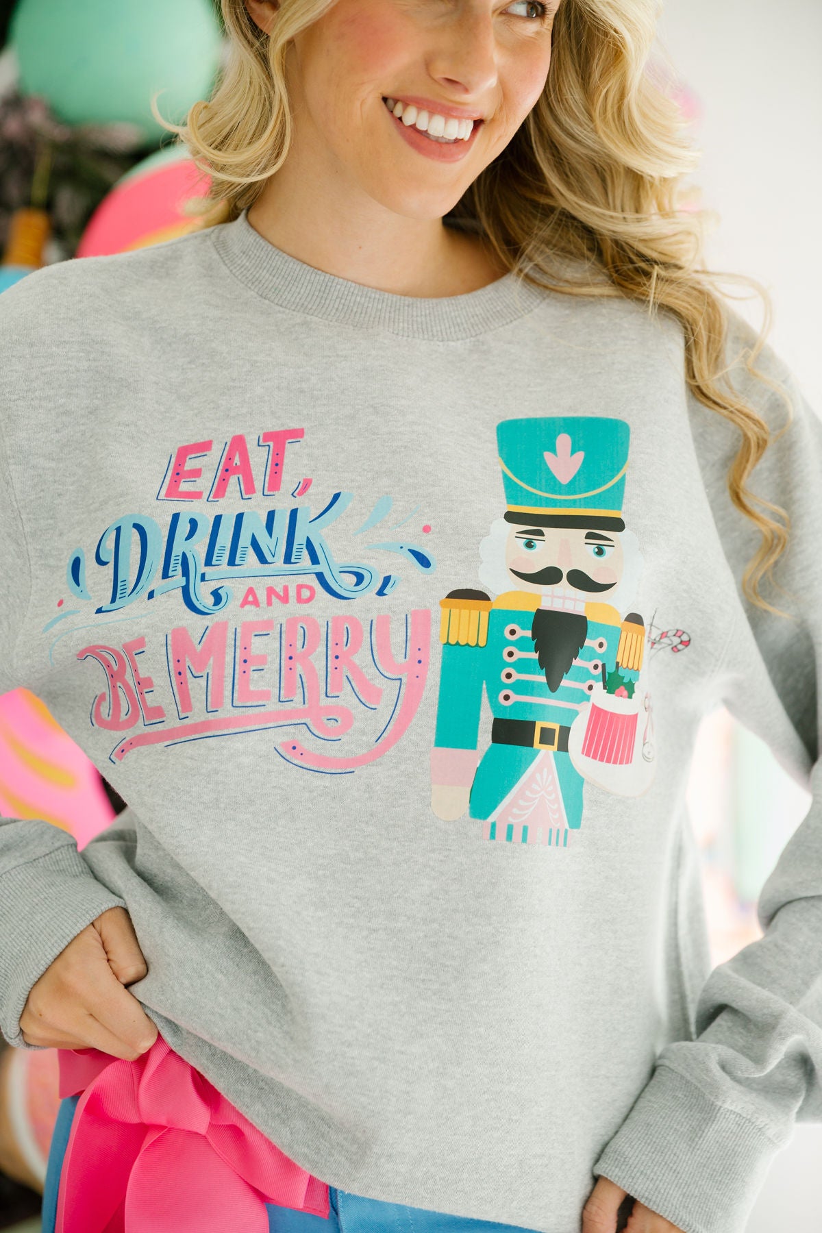 EAT, DRINK, AND BE MERRY GREY PULLOVER PULLOVER Judith March