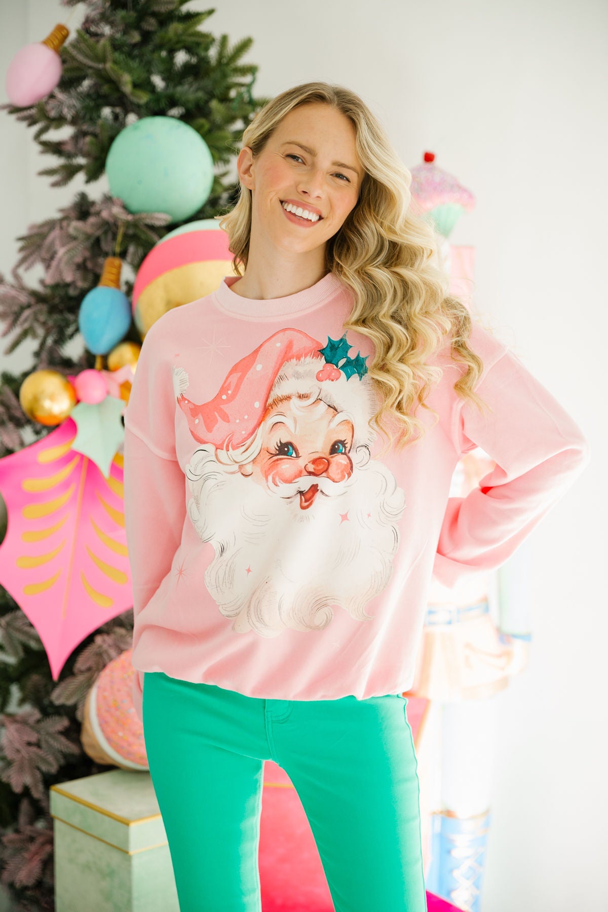 SANTA'S FAVORITE PINK PULLOVER PULLOVER Judith March