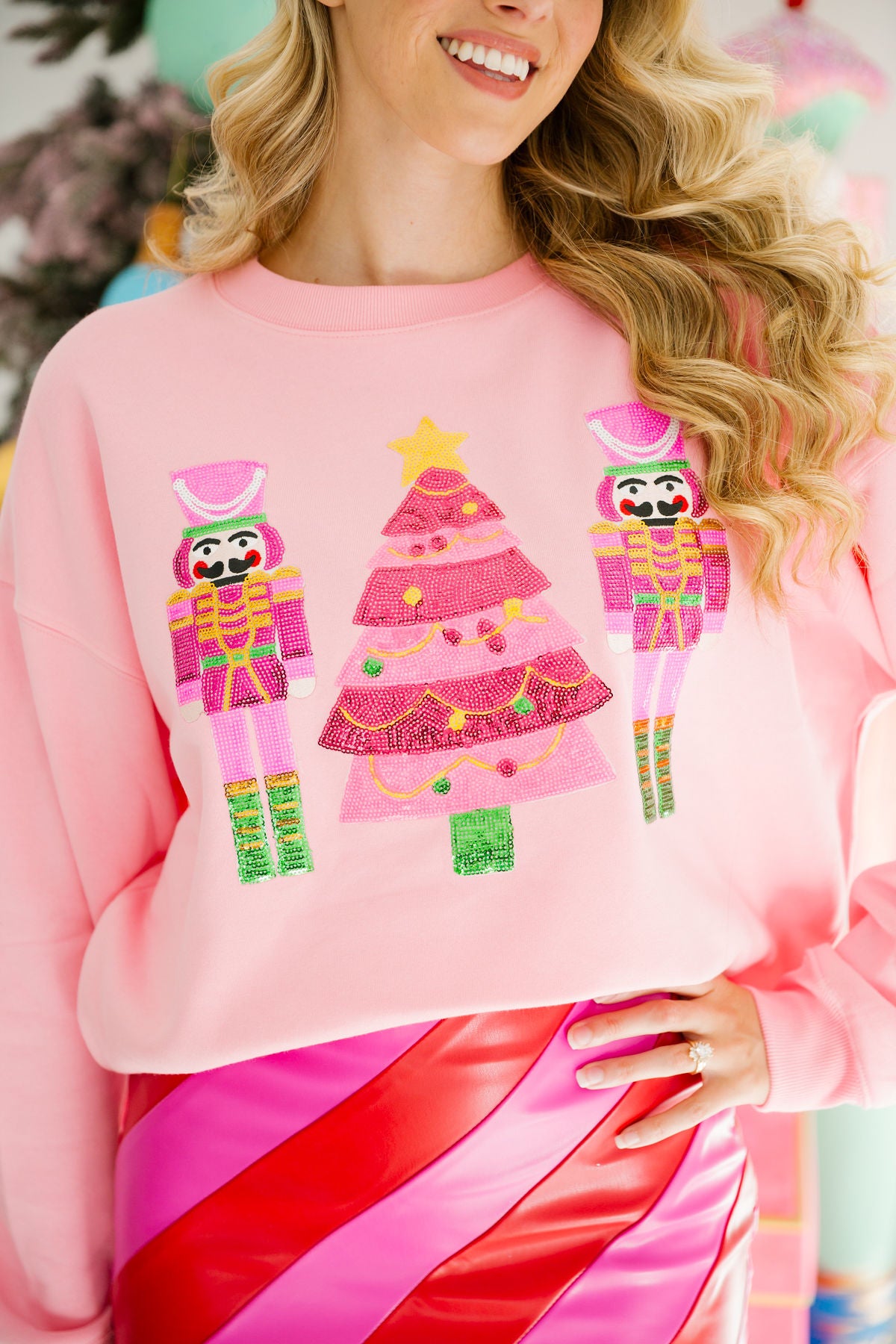 NUTCRACKER TREE PINK PULLOVER PULLOVER Judith March