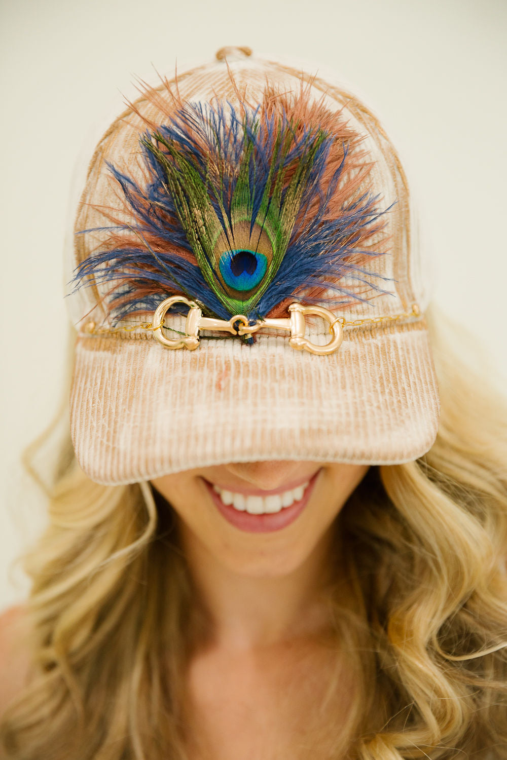 PEACOCK CROWN CORDUROY HAT TRUCKER HAT Judith March
