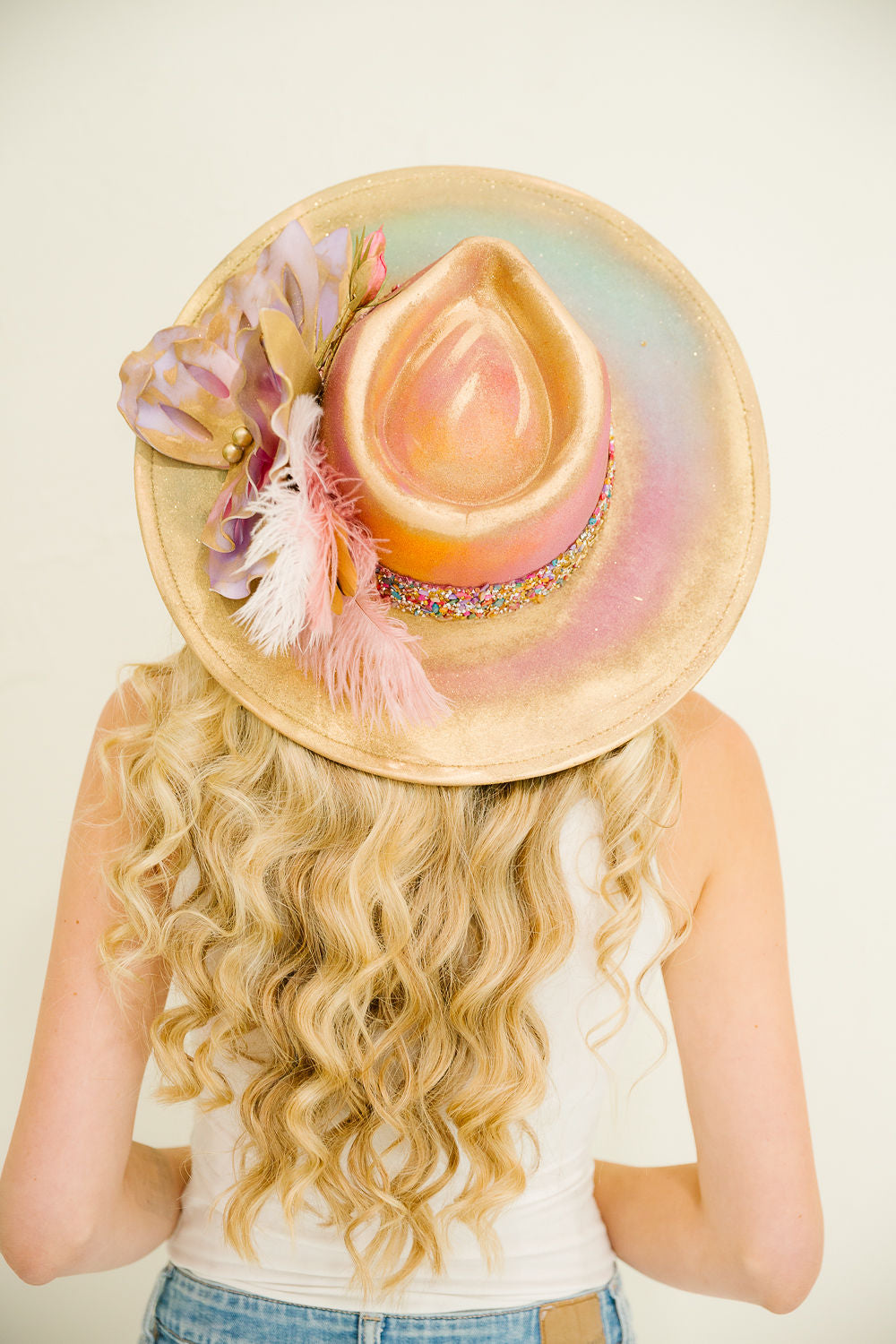 CHAMPAGNE FLUTTER RANCHER HAT (ONE OF A KIND) RANCHER HAT Judith March