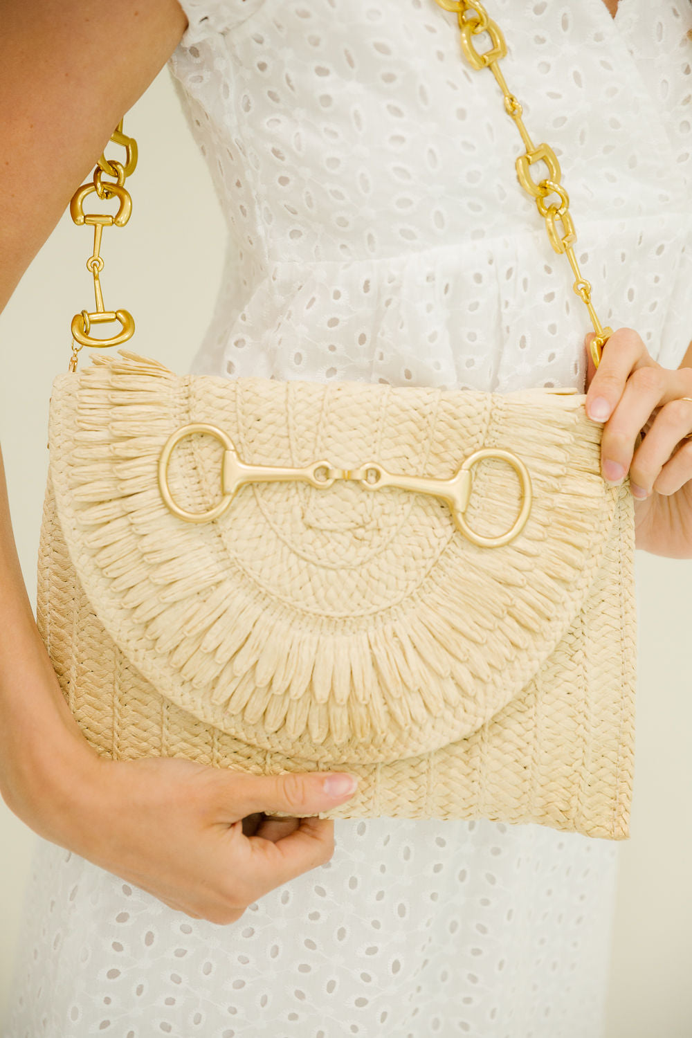 GOLDEN HORSE BIT WOVEN CLUTCH PURSE Judith March