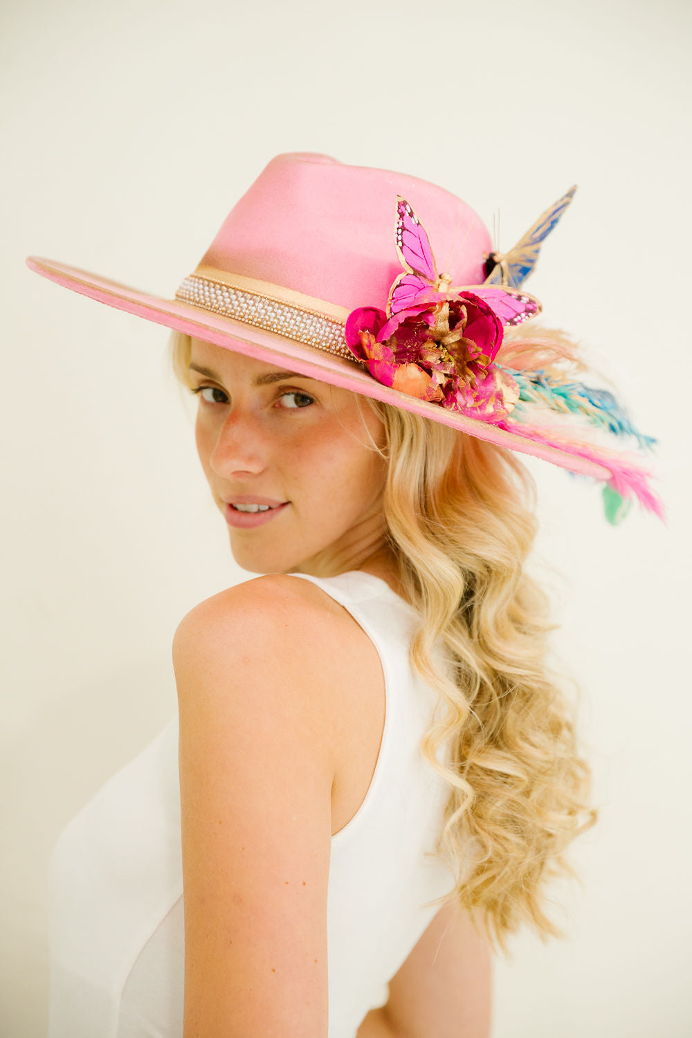 BUTTERFLY BLOOM RANCHER HAT (ONE OF A KIND) RANCHER HAT Judith March